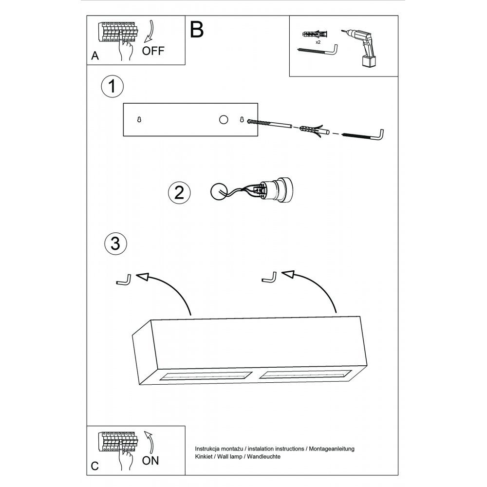 VEGA, 33x10x10 E27, lighting ca. Deckenleuchte Keramik Wandlampe SOLLUX 1x Wandleuchte cm