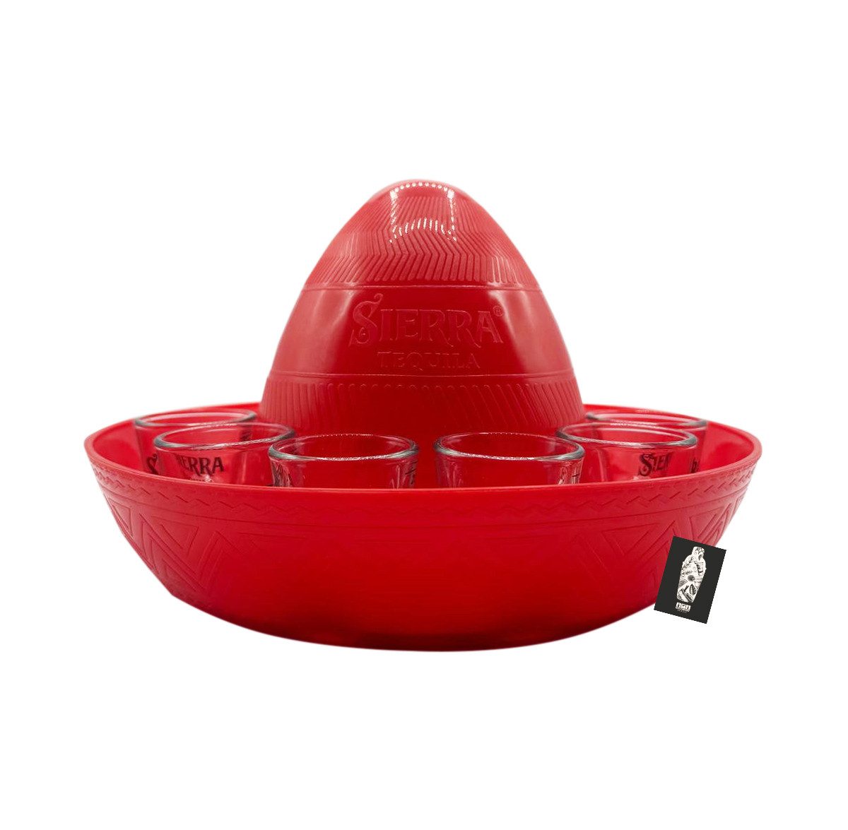 Mixcompany Tablett Sierra Tequila 11er Shot Tray Sombrero Set Tablett in Hutform Rot Plu