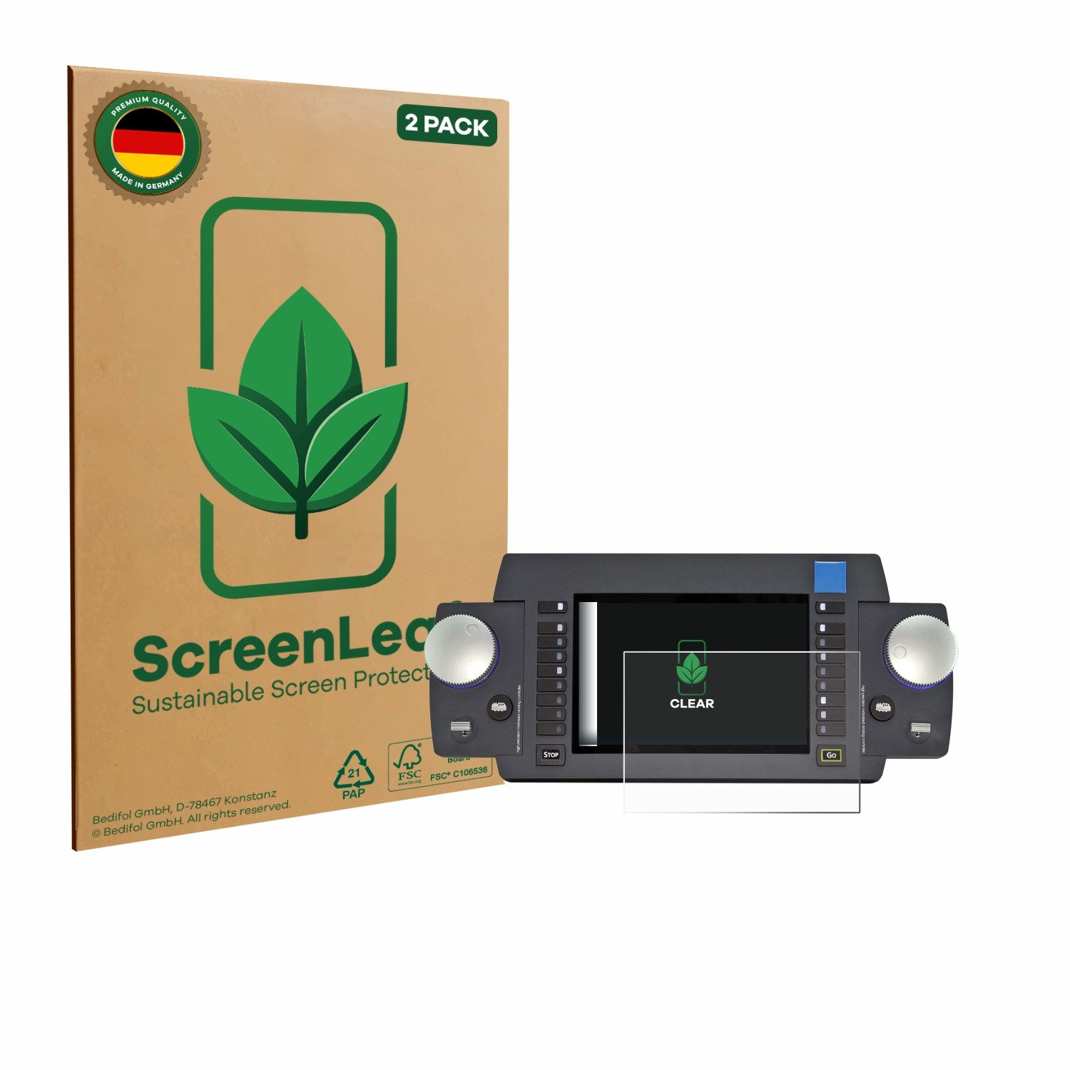 ScreenLeaf Displayschutzfolie Schutzfolie für ESU Ecos 50220, 2 Stück, nachhaltiger Displayschutz Schutz Folie Klar Transparent