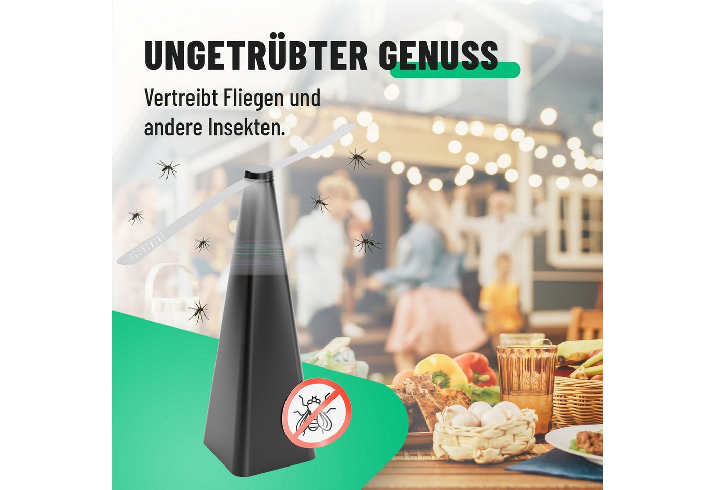 Thumbnail - ABSINA Fliegenwedler 2x Fliegenwedler mit Batterie - Fliegen Vertreibung, für den Tisch, 2-tlg.