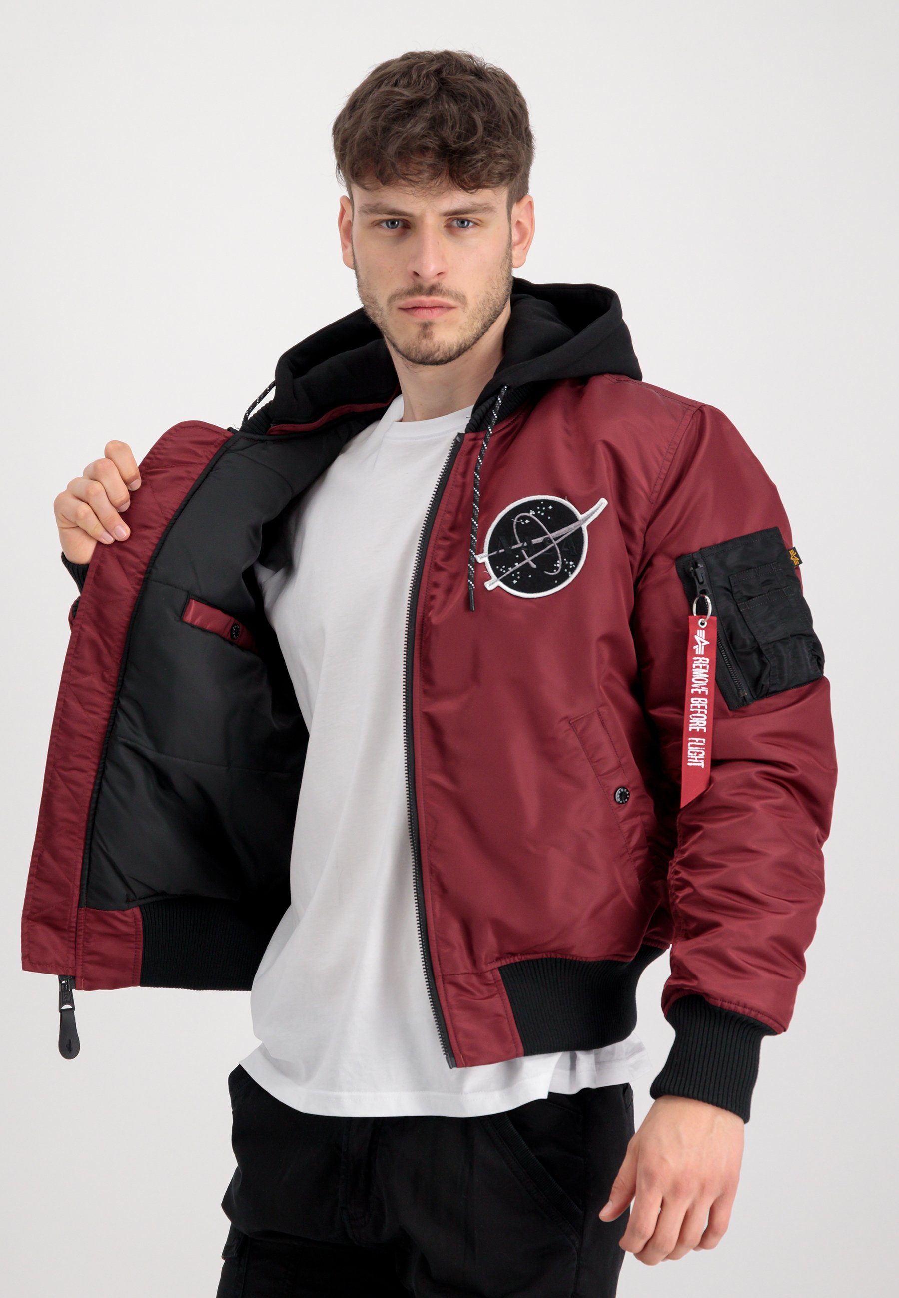 Jackets Alpha Men - Industries Bomberjacke Industries Bomber Flight burgundy Alpha &