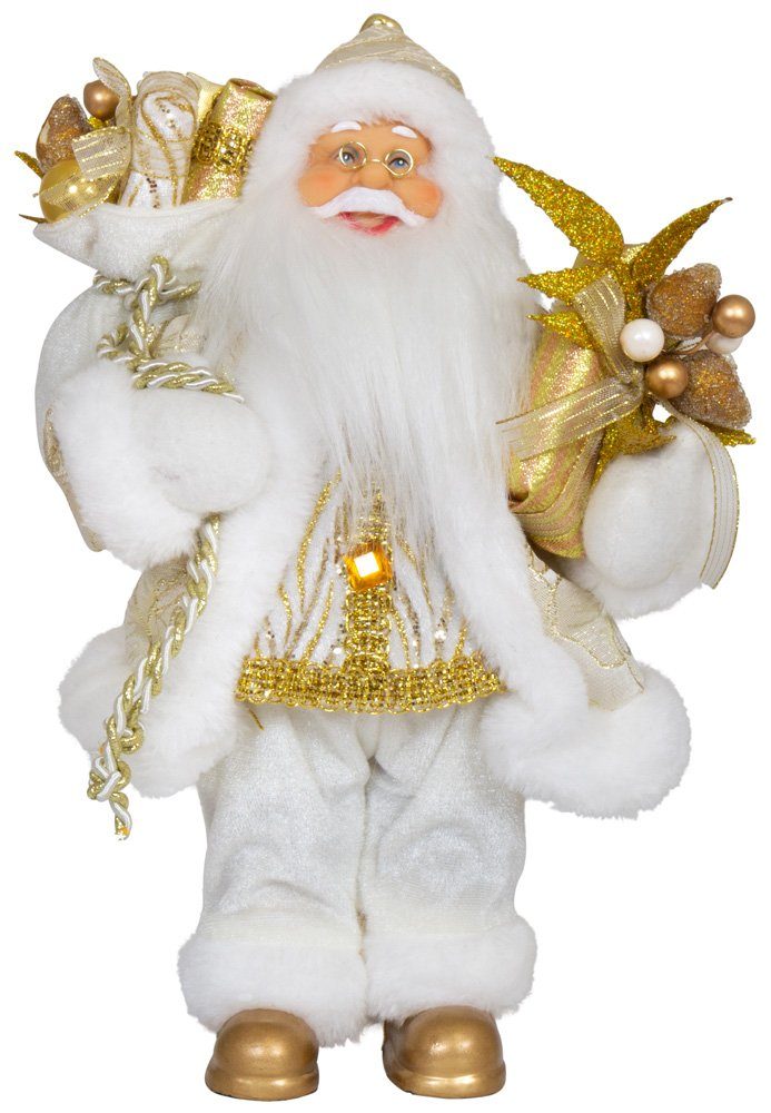 Christmas Paradise Weihnachtsmann Fredrik versch. Größen 30/45/60cm, Weiß-Gold Weihnachtsdeko