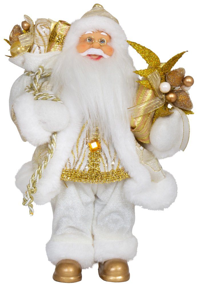 Christmas Paradise Weihnachtsmann Fredrik Weihnachtsdeko versch. Größen 30/45/60cm, Weiß-Gold