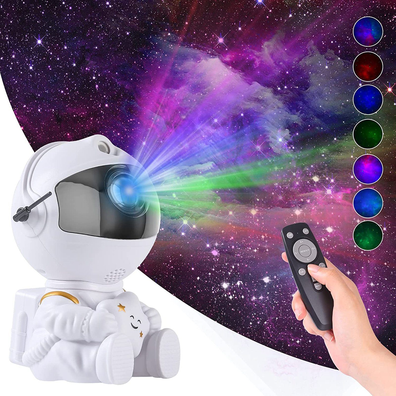 MUPOO LED-Sternenhimmel LED Sternenhimmel Projektor, Galaxy Projector,Astronauten, Fernbedienung, 5 Optionen weiß, 12.8X7.5cm, Einen Stern Umarmen