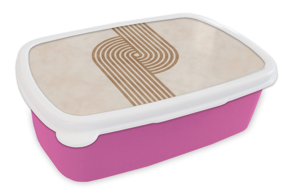 MuchoWow Lunchbox Symmetrische Biegung - kupferfarbig, Kunststoff, (2-tlg), Brotdosen, Lunch Box, Brotbox für Kinder und Erwachsene