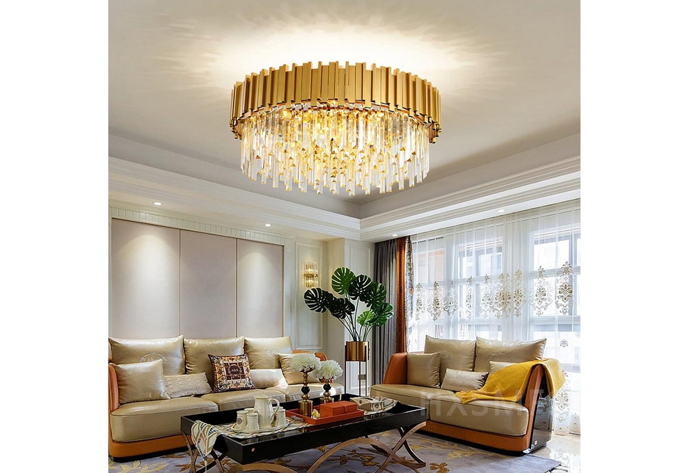 RRBEST Kronleuchter Kristall Leuchte, Kristall Deckenleuchte Silver, E14 Lichter, für Esszimmer, Küche, Wohnzimmer, Schlafzimmer, Flur, Café, Bar