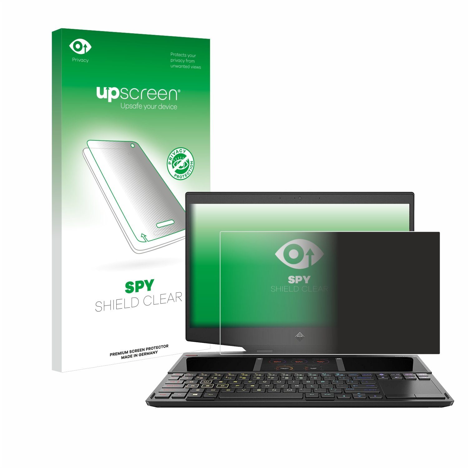 upscreen Blickschutzfolie für HP Omen Gaming 15-dg0030ng, Displayschutzfolie, Blaulichtfilter Privacy Folie Schutzfolie Sichtschutz klar Anti-Spy