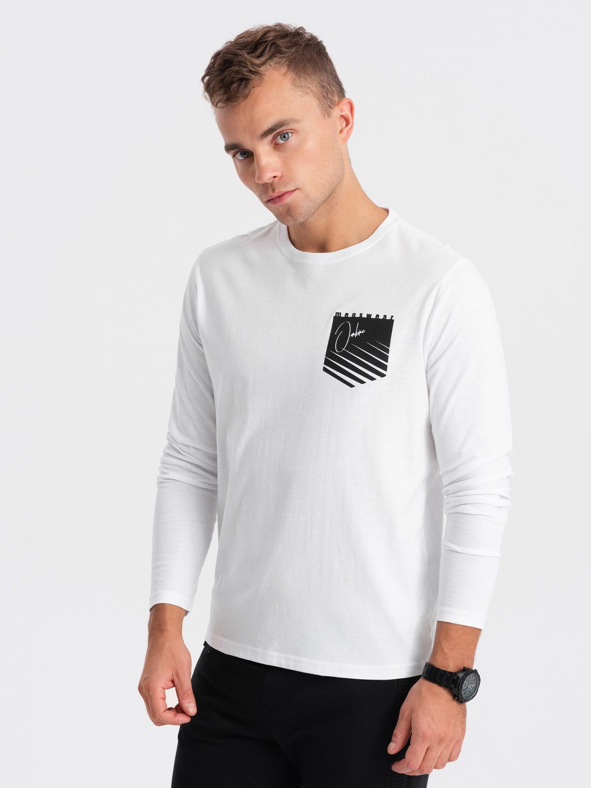 OMBRE Longsleeve Herren Longsleeve mit Taschenaufdruck günstig online kaufen