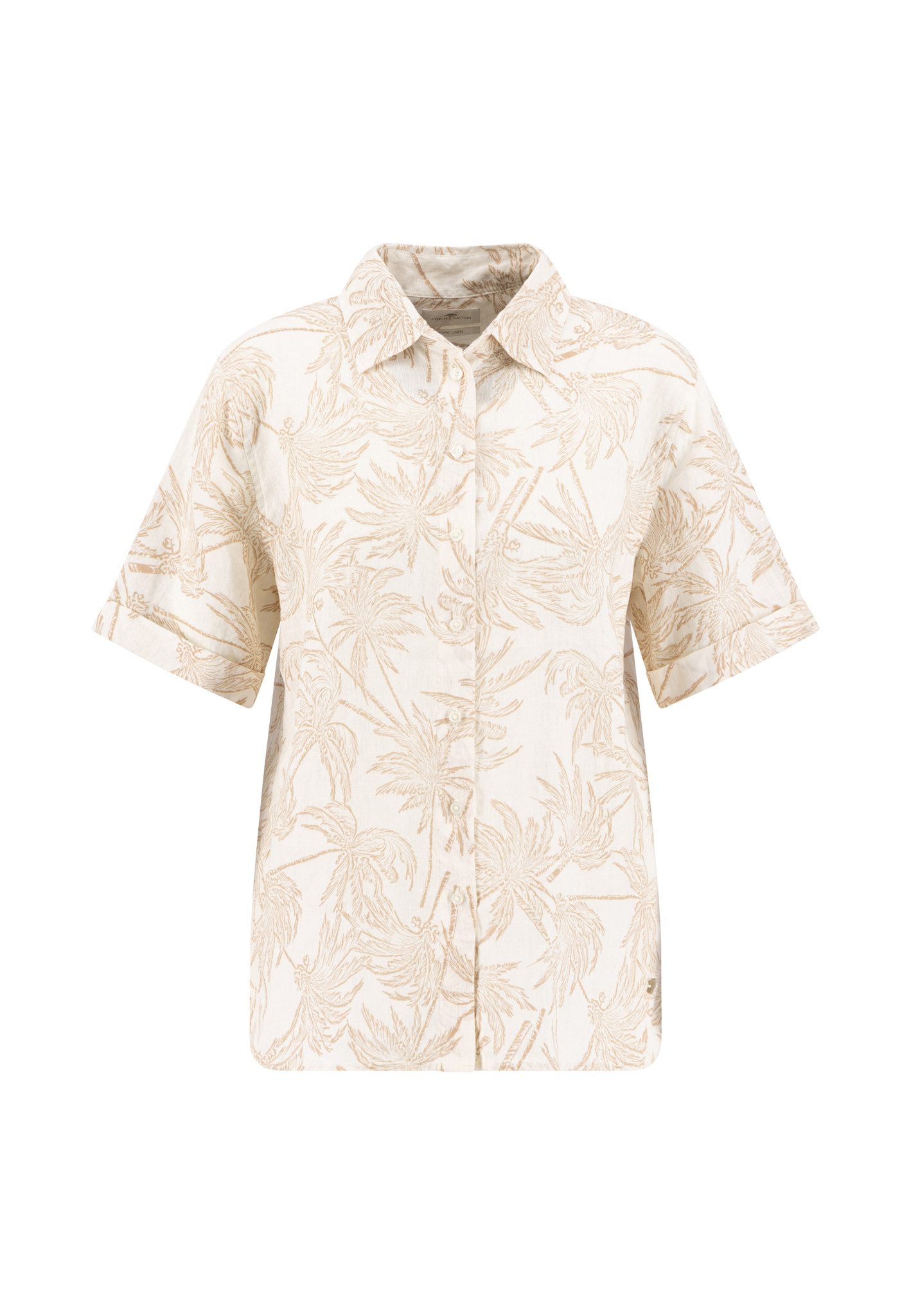 FYNCH-HATTON Langarmbluse BLOUSE 1/2 SLEEVE LINEN MIX PALMS