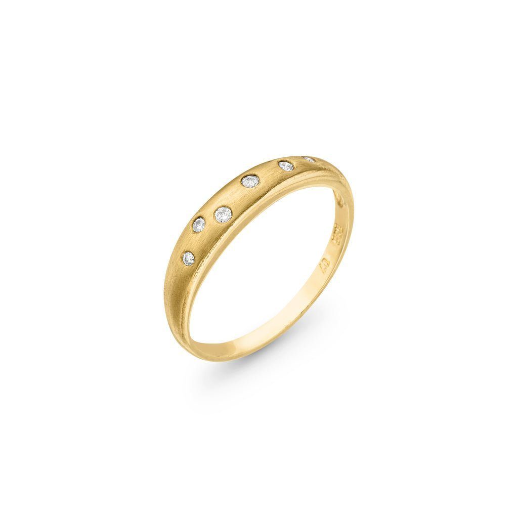 DESIGNSCHMUCK (Gelbgold Deutschland Goldring SKIELKA 585), Goldring 6 Diamanten hochwertige mit Goldschmiedearbeit aus