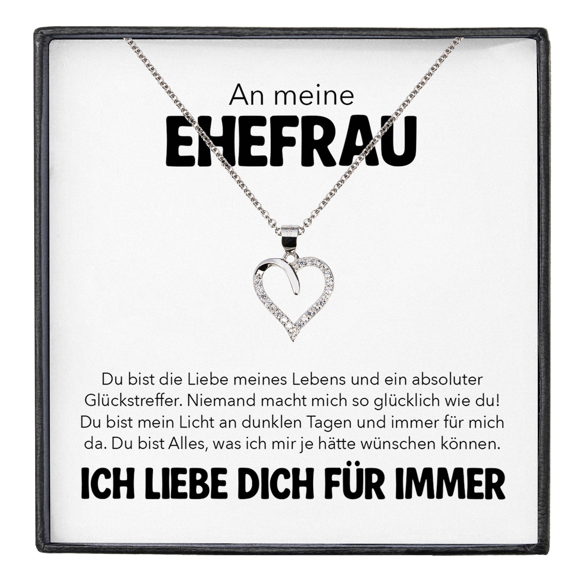 22Feels Schmuckset Hochzeitstag Geschenk Ehefrau Ich Liebe Dich Kette Herz Frauen Damen (inkl. Geschenktasche, Karte, Poliertuch, Beutel), Silber 925/000, Karte Made In Germany