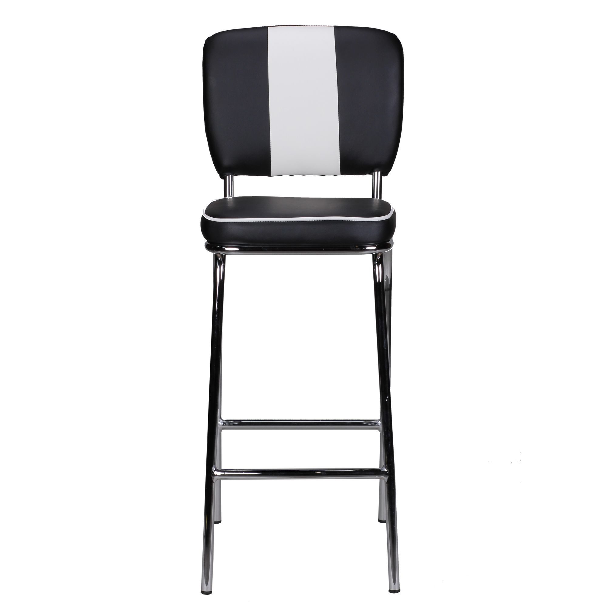Wohnling Barhocker WL1.719 Barstuhl American Diner 50er Retro Schwarz Weiß Tresenstuhl (Barstuhl Kunstleder Schwarz Weiß, American Diner), Design Tresenstuhl Modern, Tresenhocker USA