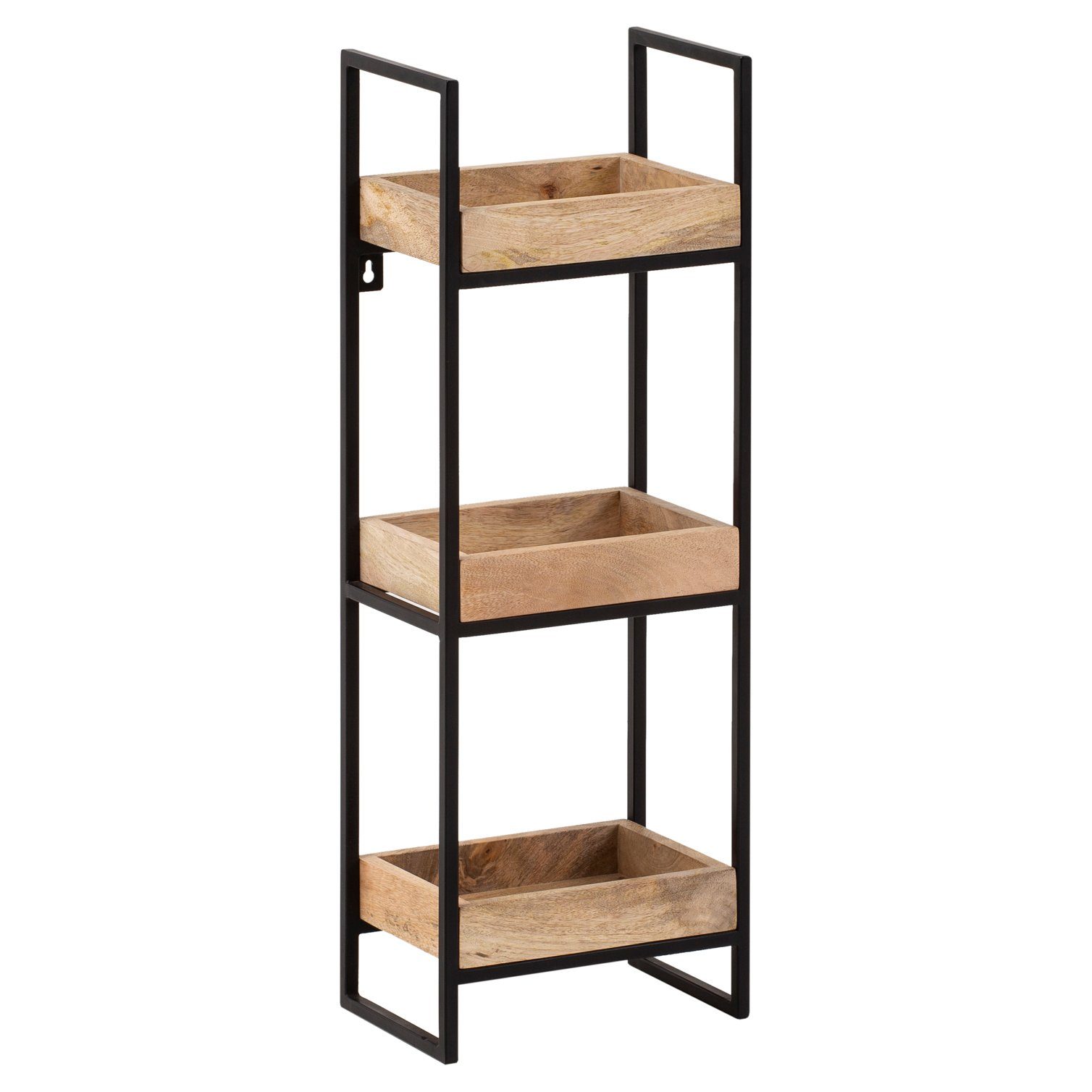FINEBUY Wandregal FB95559, 27x77x18 cm Mango Massivholz Metall Hängeregal, günstig online kaufen
