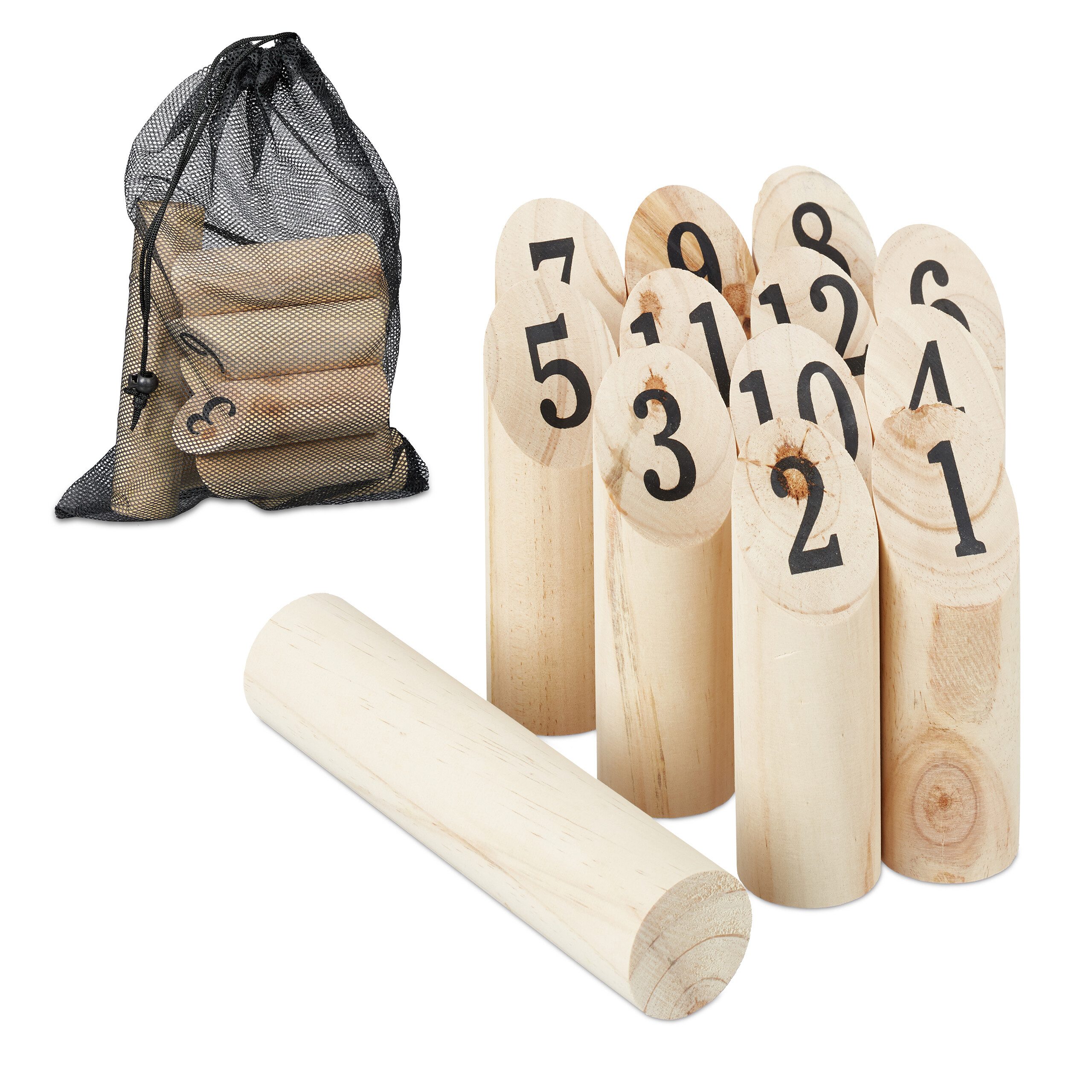 relaxdays Spielzeug-Gartenset Kubb Wikingerspiel mit Tasche, (14-tlg)