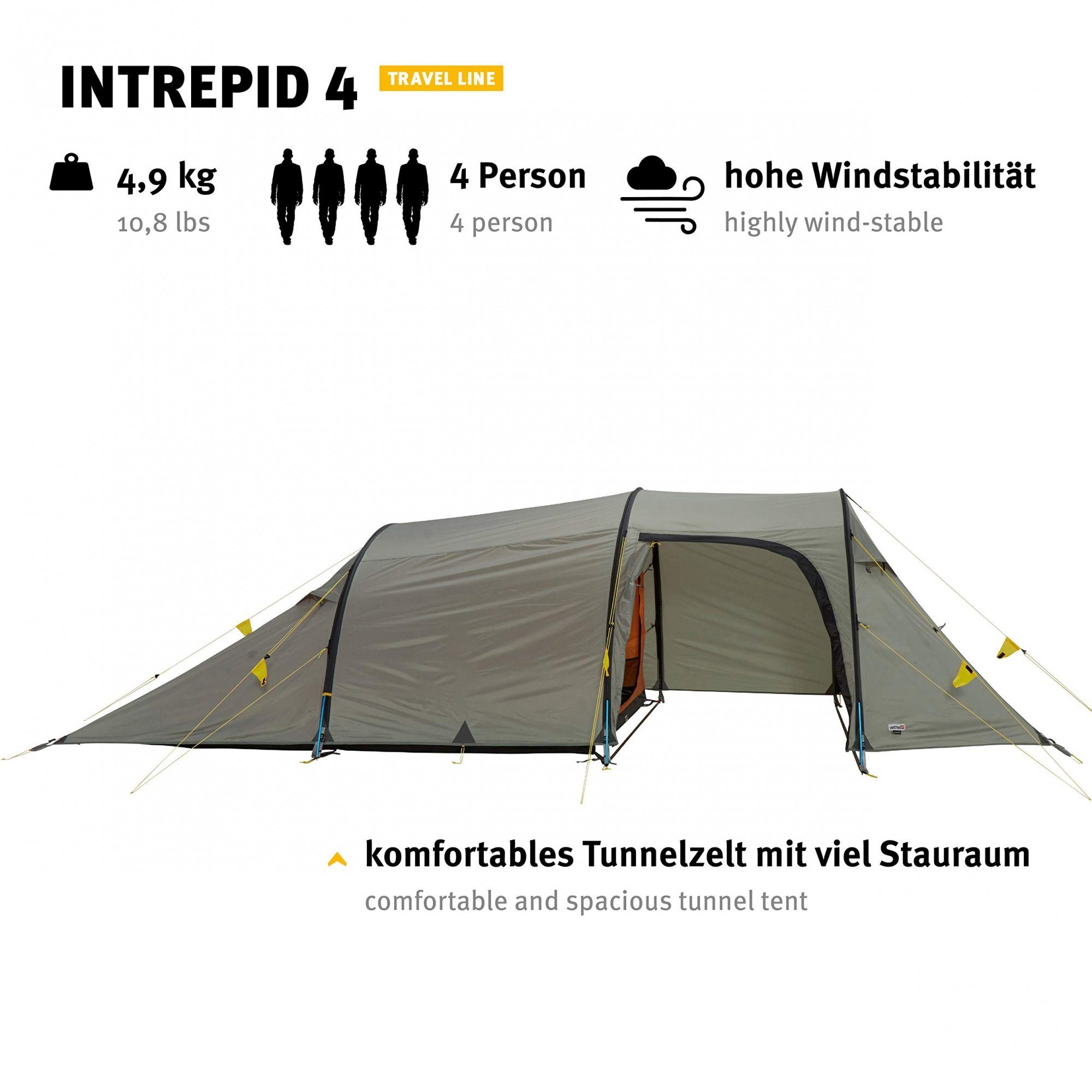 Intrepid Wassersäule, Personen: Familienzelt Line 5.000mm 4 Tents Wechsel Tunnelzelt - 4 - 4-Personen Travel