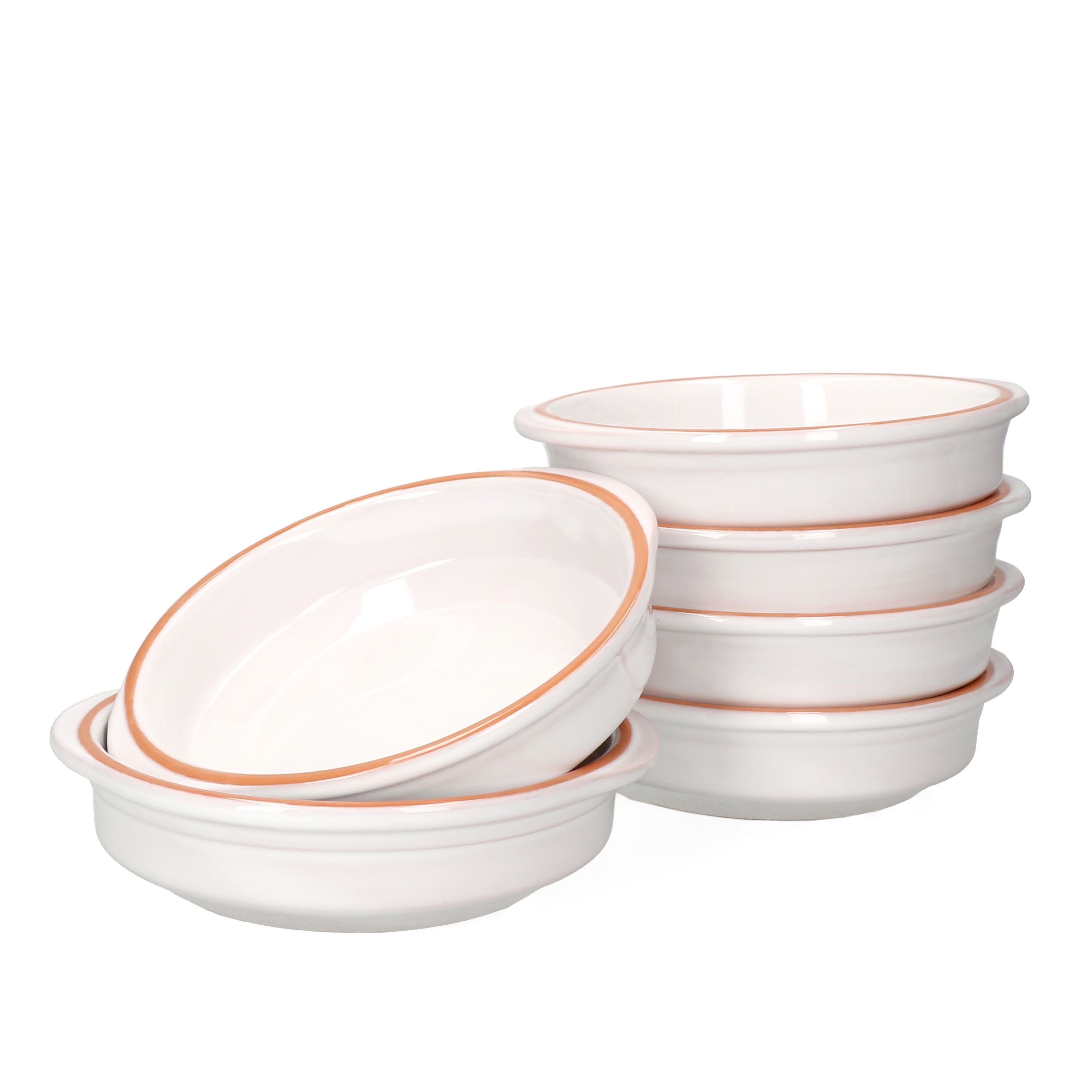 Tapas-Schale 6er Set Cazuela WEISS Ton-Schale Ille Ø 16cm Größe M Mittelalter