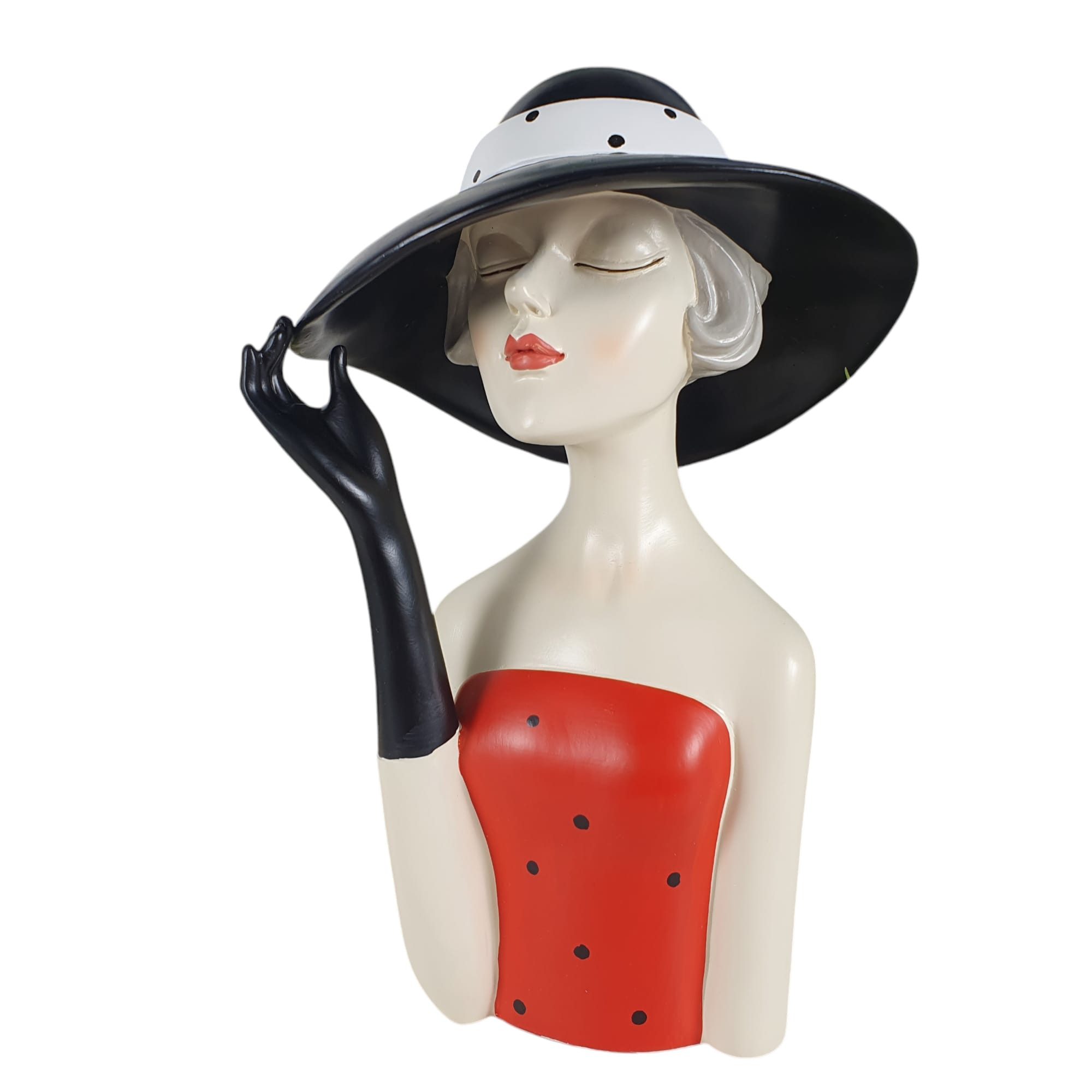 Aspinaworld Dekofigur Deko Frauenbüste mit schwarzen Hut 30 cm