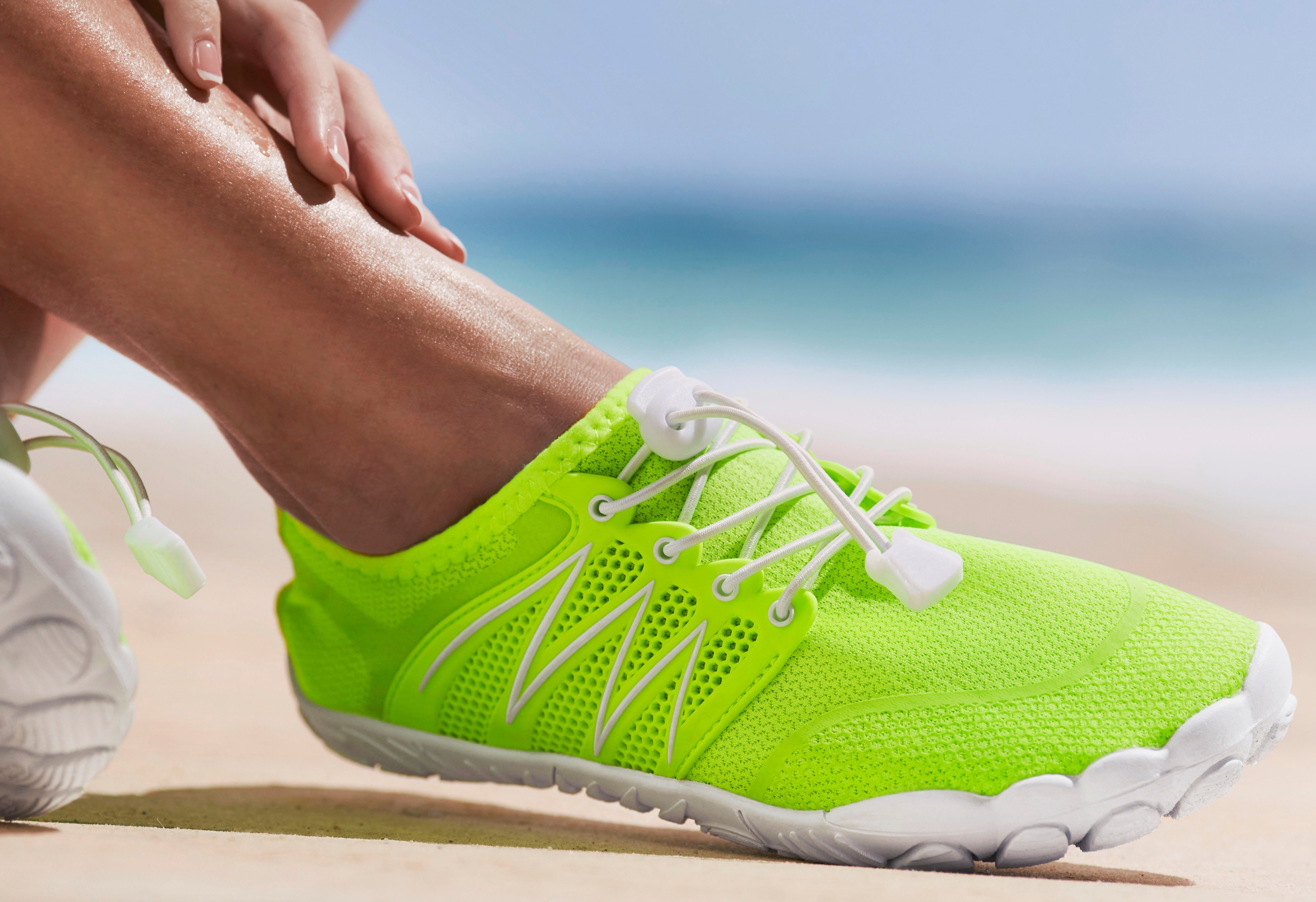 Venice Beach Badelatsche, Badeschuhe, Badeschlappe, Barfußschuh, leichter Slipper Aquaschuh Wasserschuh mit elastischen Bändern, schnelltrocknend VEGAN