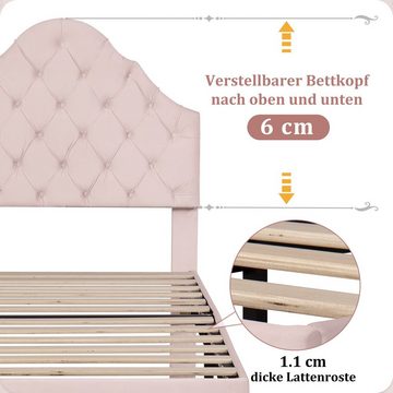 HAUSS SPLOE Polsterbett Polsterbett Einzelbett Funktionsbett Bettrahmen Jugendbett Kinderbett (mit höhenverstellbarem Kopfteil), 90 x 200 cm Ohne Matratze