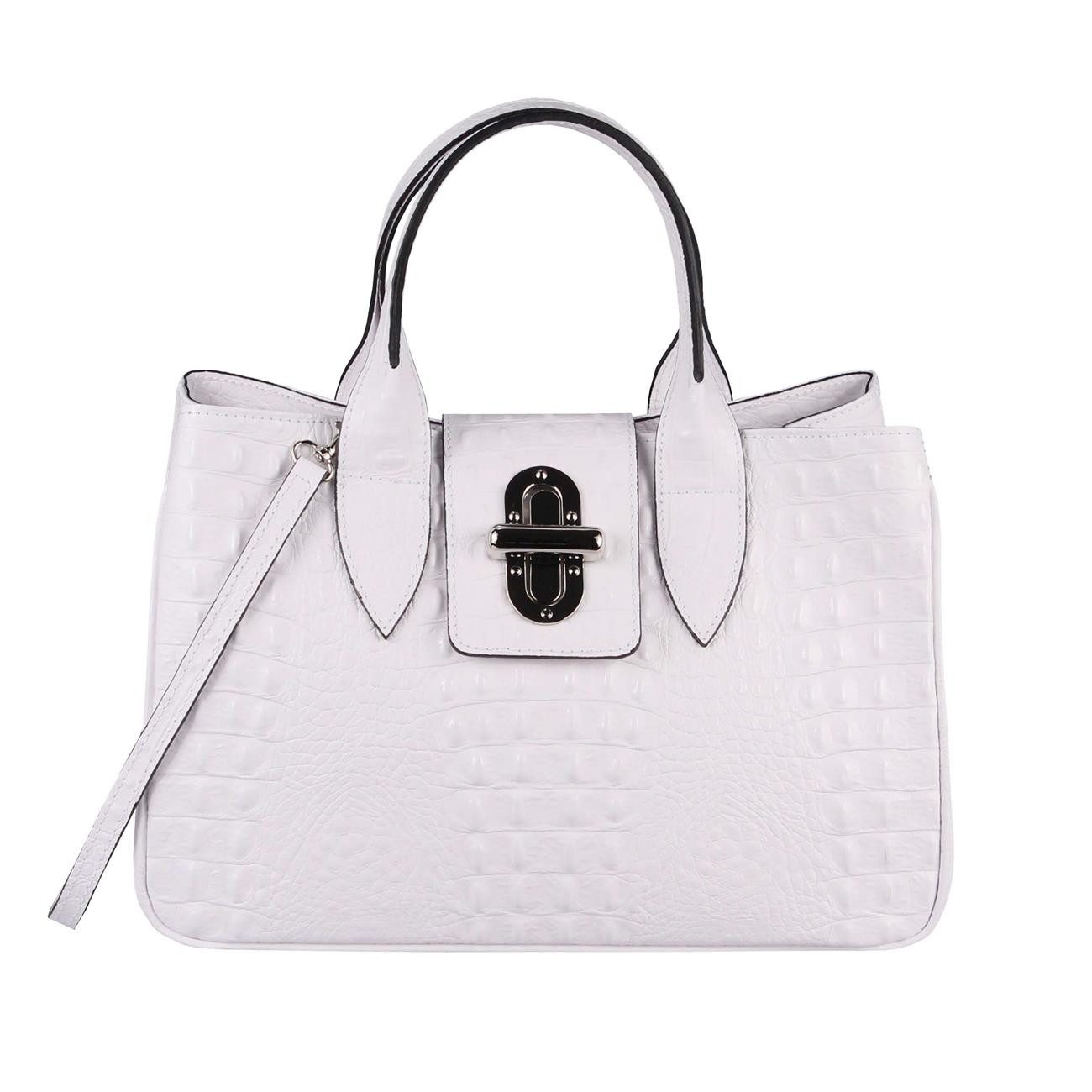Schultertasche Made in Italy Damen Leder Shopper Handtasche Umhängetasche Henkel