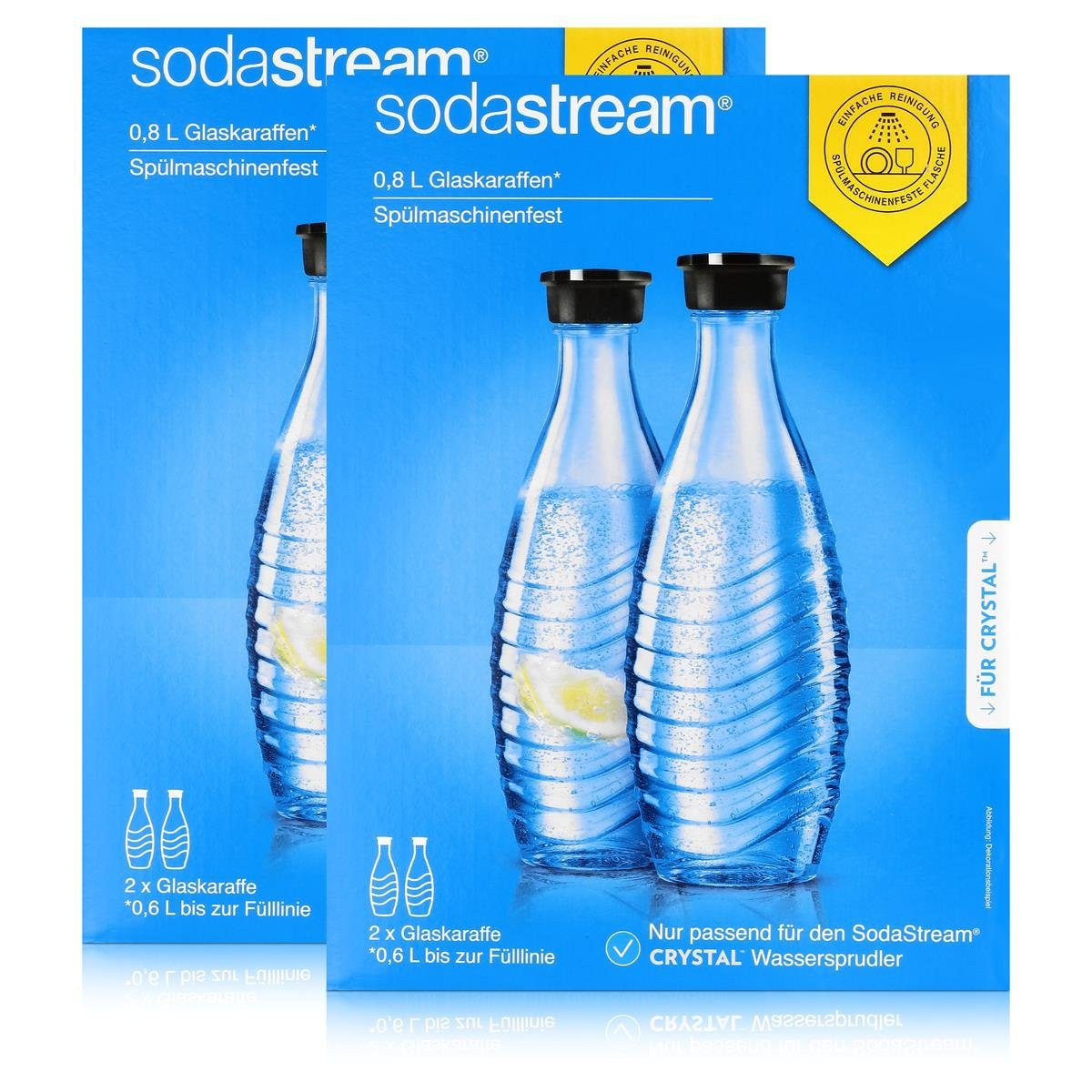 SodaStream Trinkflasche SodaStream Glaskaraffen 2x 0,6L - Glasflaschen,  Ersatzflaschen (2er Pa