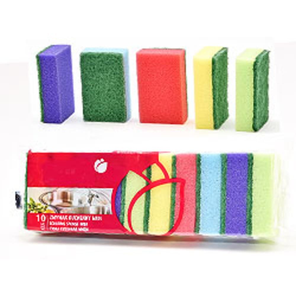 York Reinigungsschwamm Topfschwamm 10-er Set, bunt 80x50x25mm, Schwammset Reinigungsschwämme Spülschwämme Küchenhelfer Putzschwämme