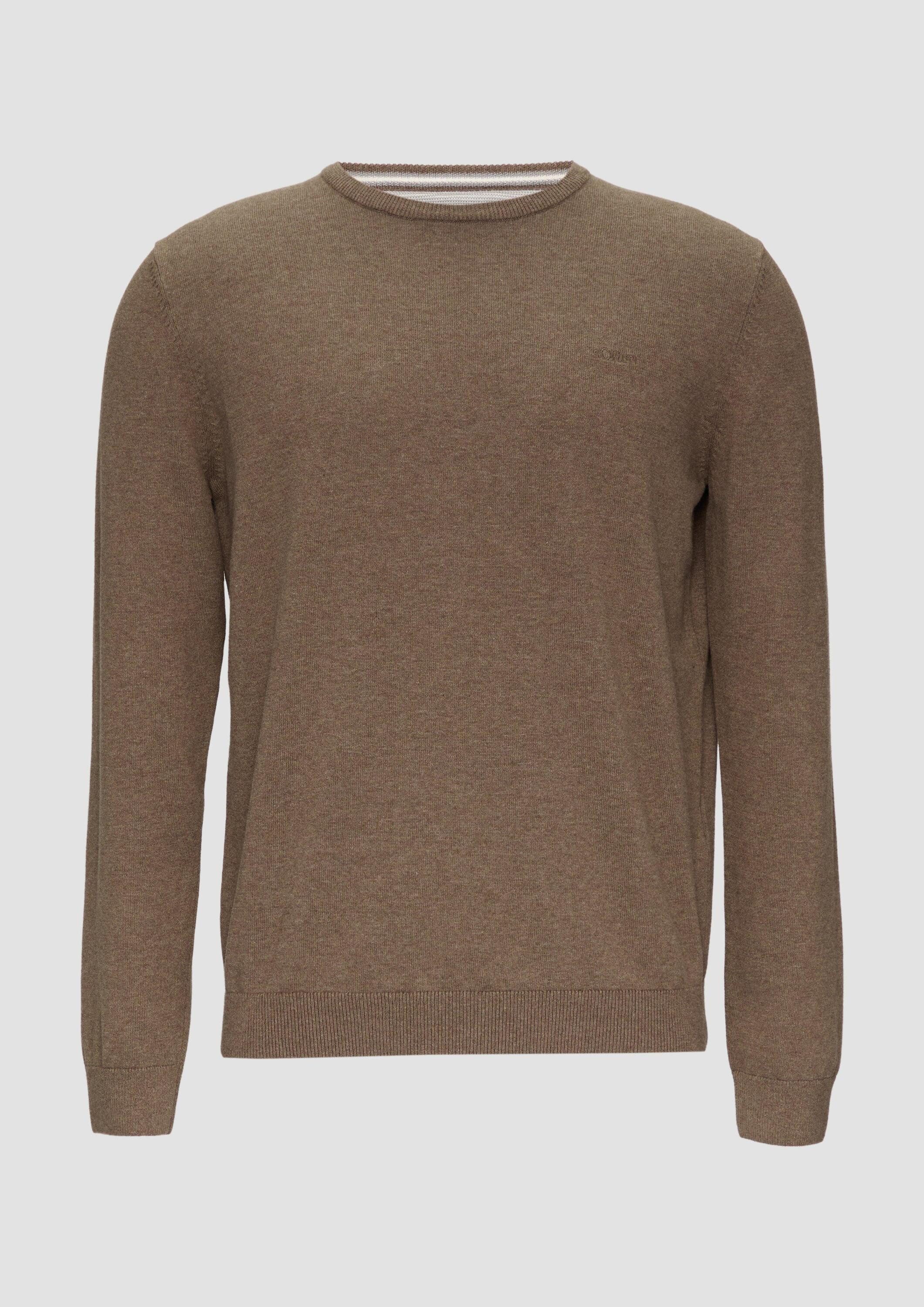 s.Oliver Longpullover Strickpullover Baumwollpullover mit Logo-Stickerei