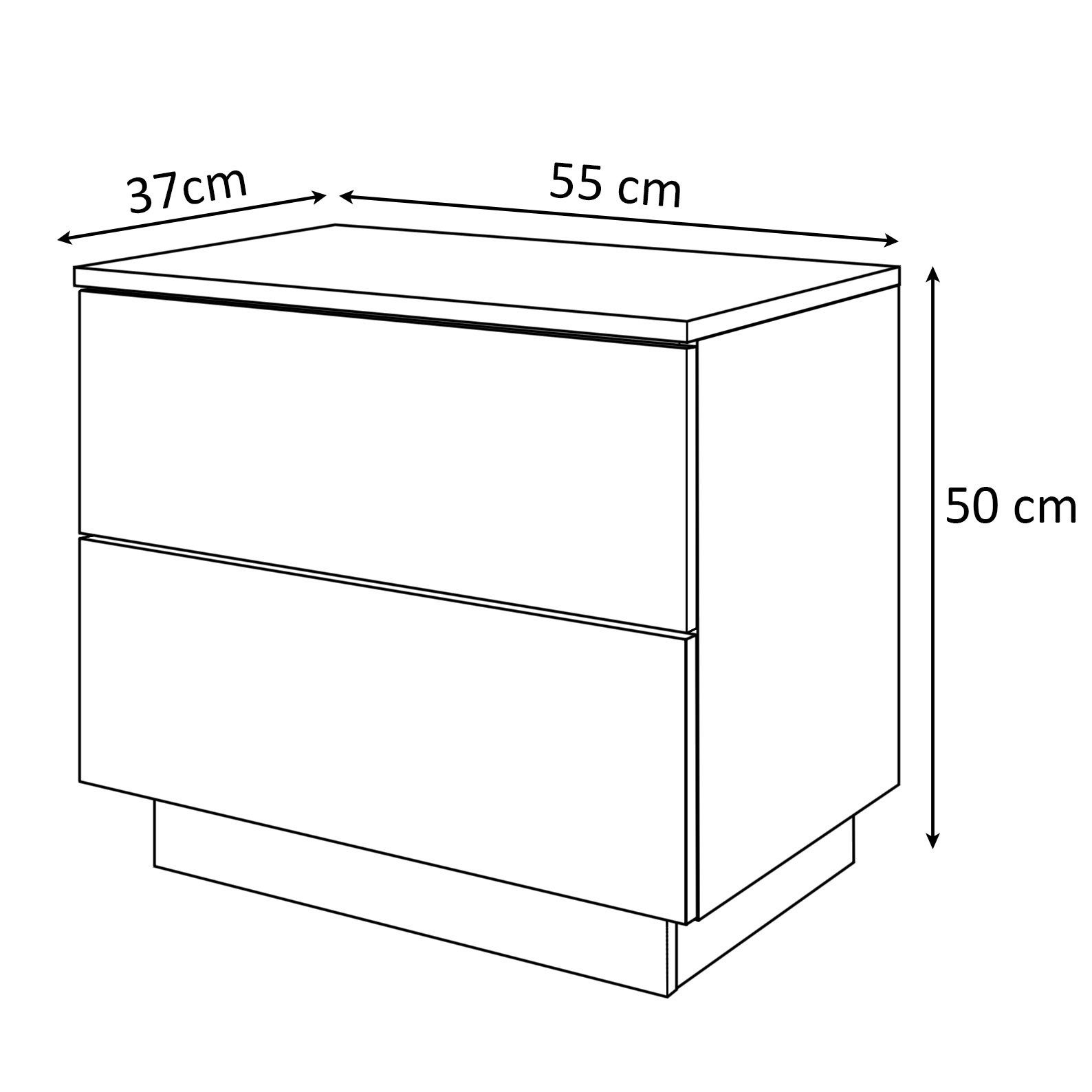 Lookway Nachttisch LINA mit Push-Open System Hochglanz LED, 55x50x37 cm – Bild 4 von 4