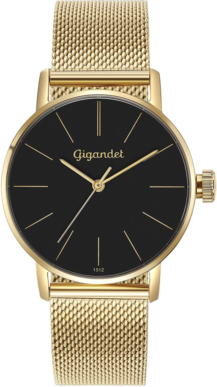 Gigandet Quarzuhr Damenuhr, Armbanduhr, Businessuhr, 35mm, MINIMALISM G43-023, Mineralglas, Edelstahlband, Schlicht, Flach, 3bar/30m wasserdicht