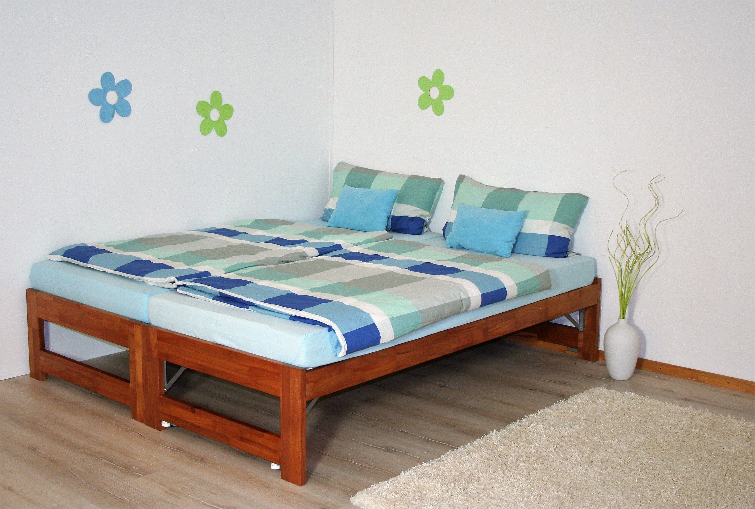 TRENDnatur Massivholzbett Bett Duo (Grundbett mit klappbarem Bett zum Unterschieben)