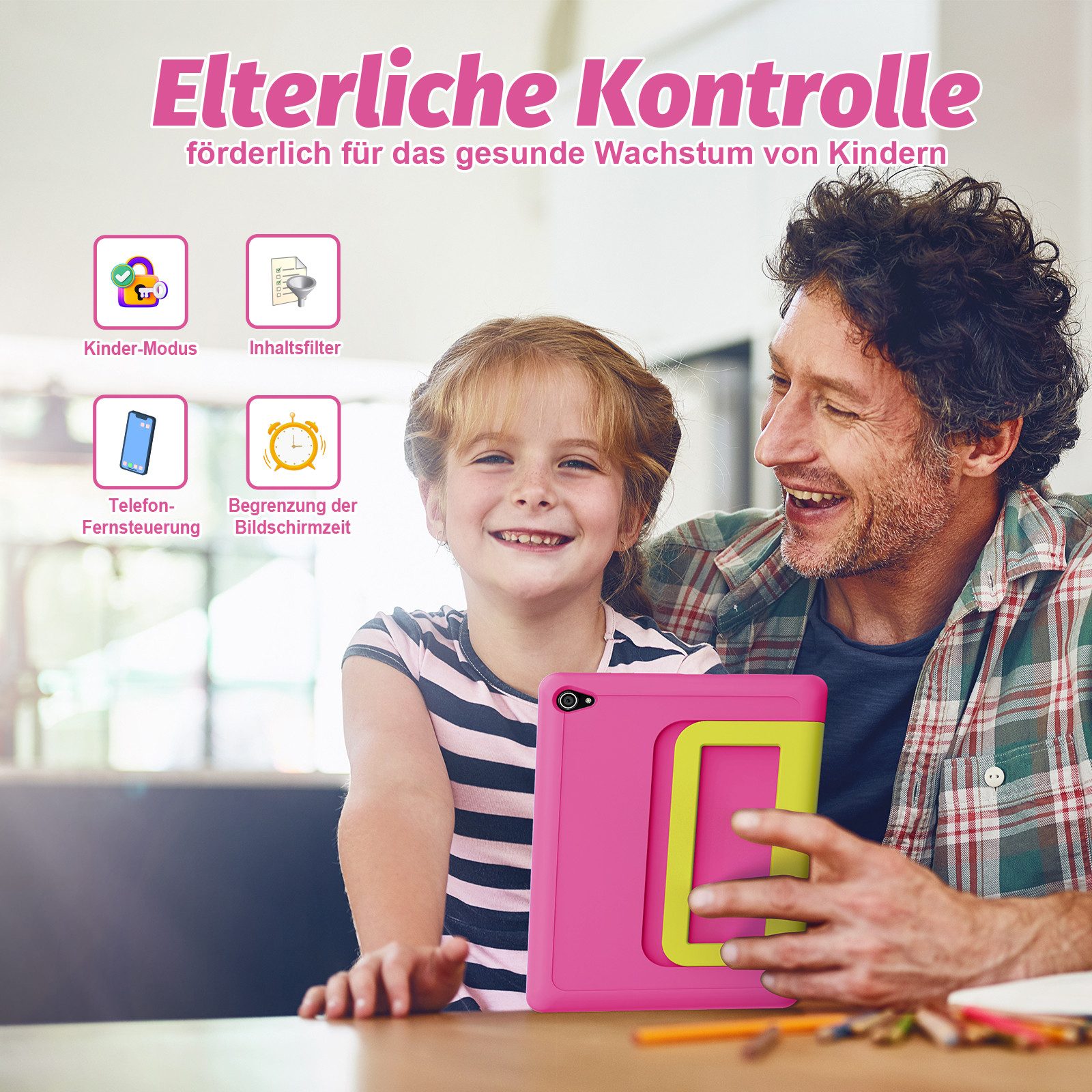 BUFO 10 Zoll 24(3+21)GB RAM+64GB ROM 1280x800 HD-Display Android16 Kinder Tablet (10,1", 64 GB, Android 16, WIFI, Anti-Blaulicht, Vorinstallierte Kinder Lernsof – Bild 4 von 5