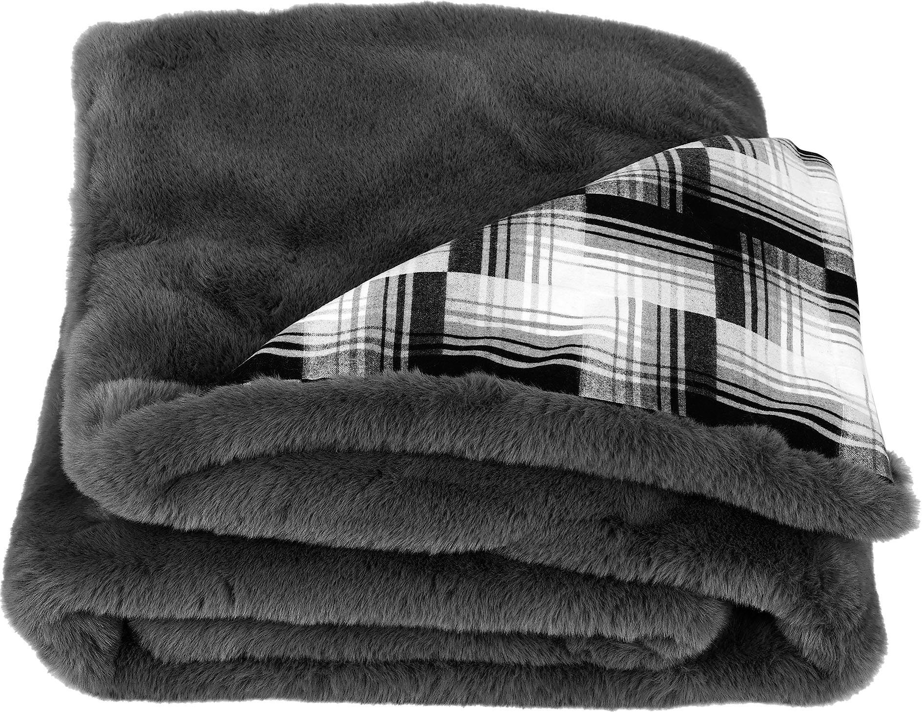 Wohndecke Amala, Star Home Textil, mit weichem Karomuster, Kuscheldecke,  Die dichten Fasern haben einen festen Halt im Gewebe