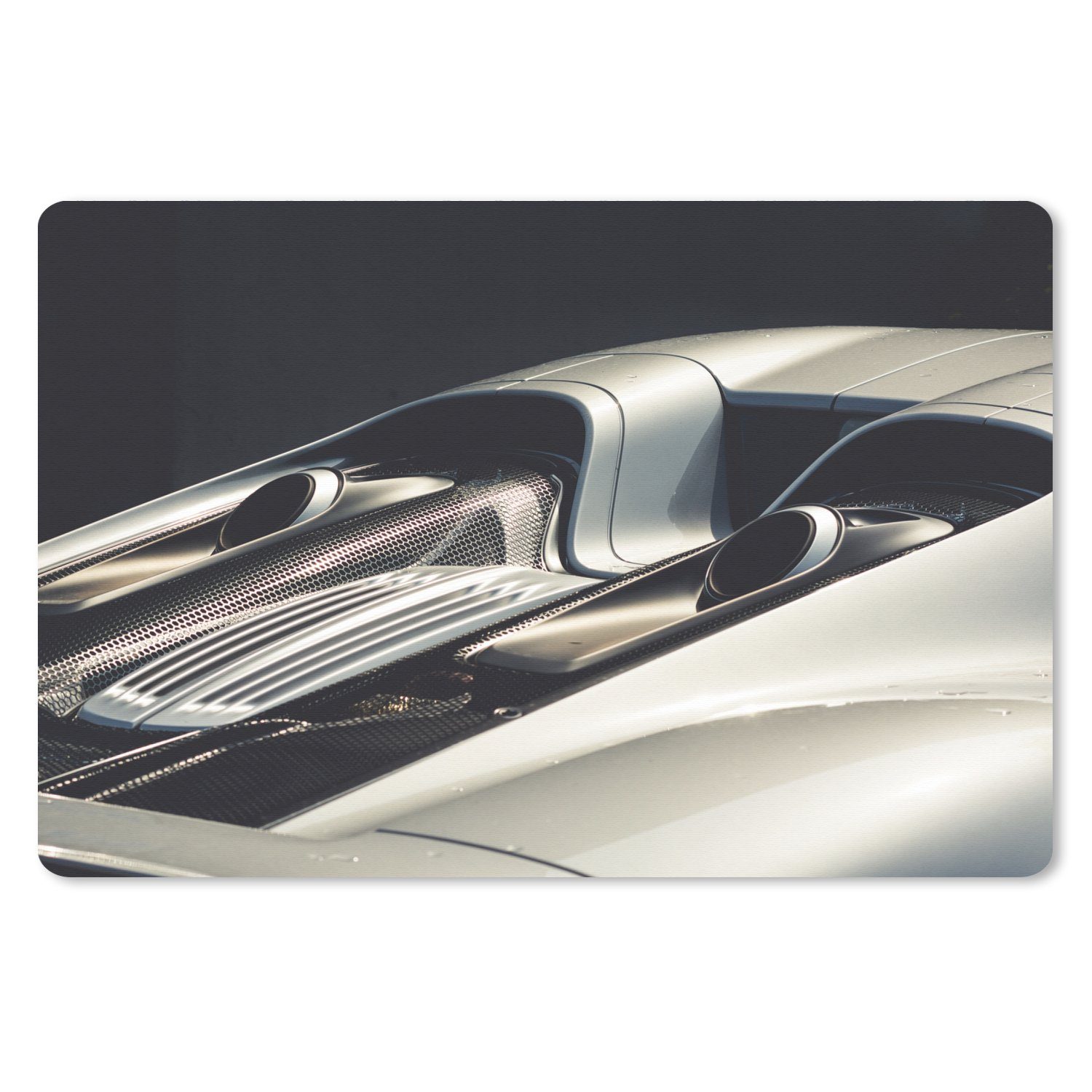 MuchoWow Mauspad Auto - Porsche - Auspuff (1-St), Mousepad XXL für Tastatur und Maus, Gaming Setup, Desk Mat, 120x80 cm