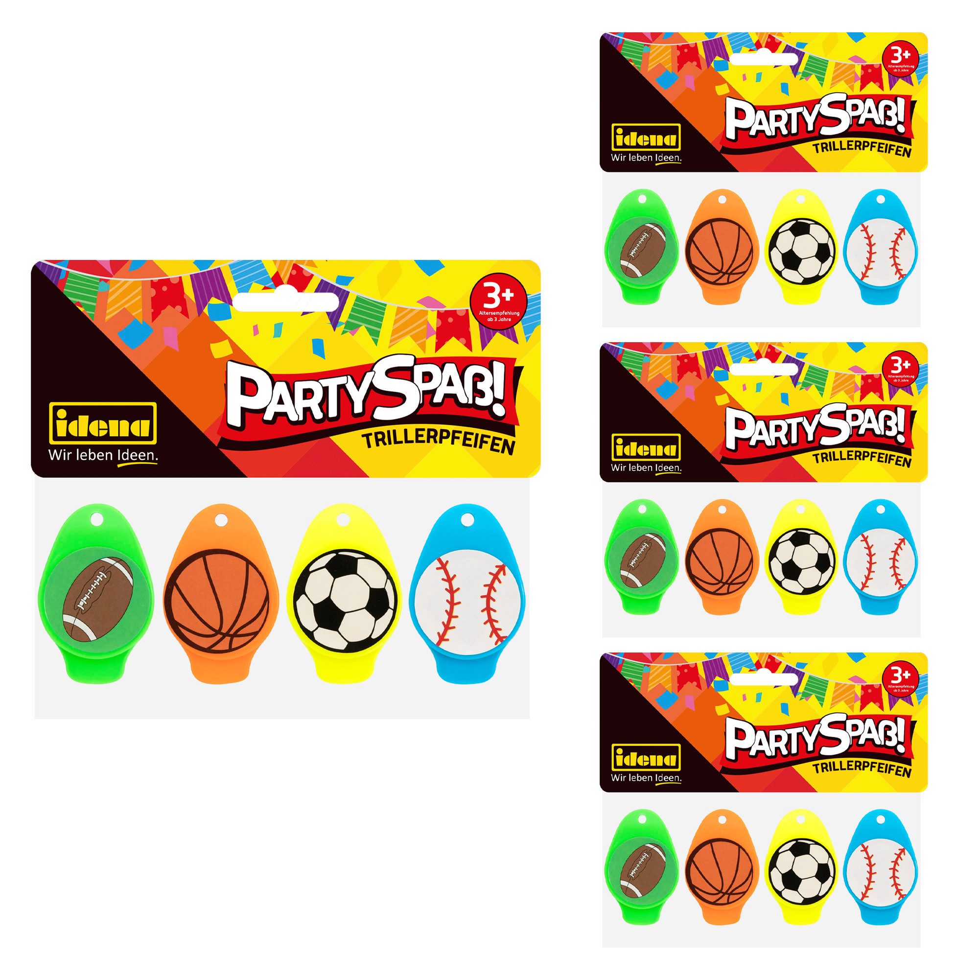 Idena Trillerpfeife Idena Bundle Trillerpfeifen Partyspaß 5cm 4er 4 Stück