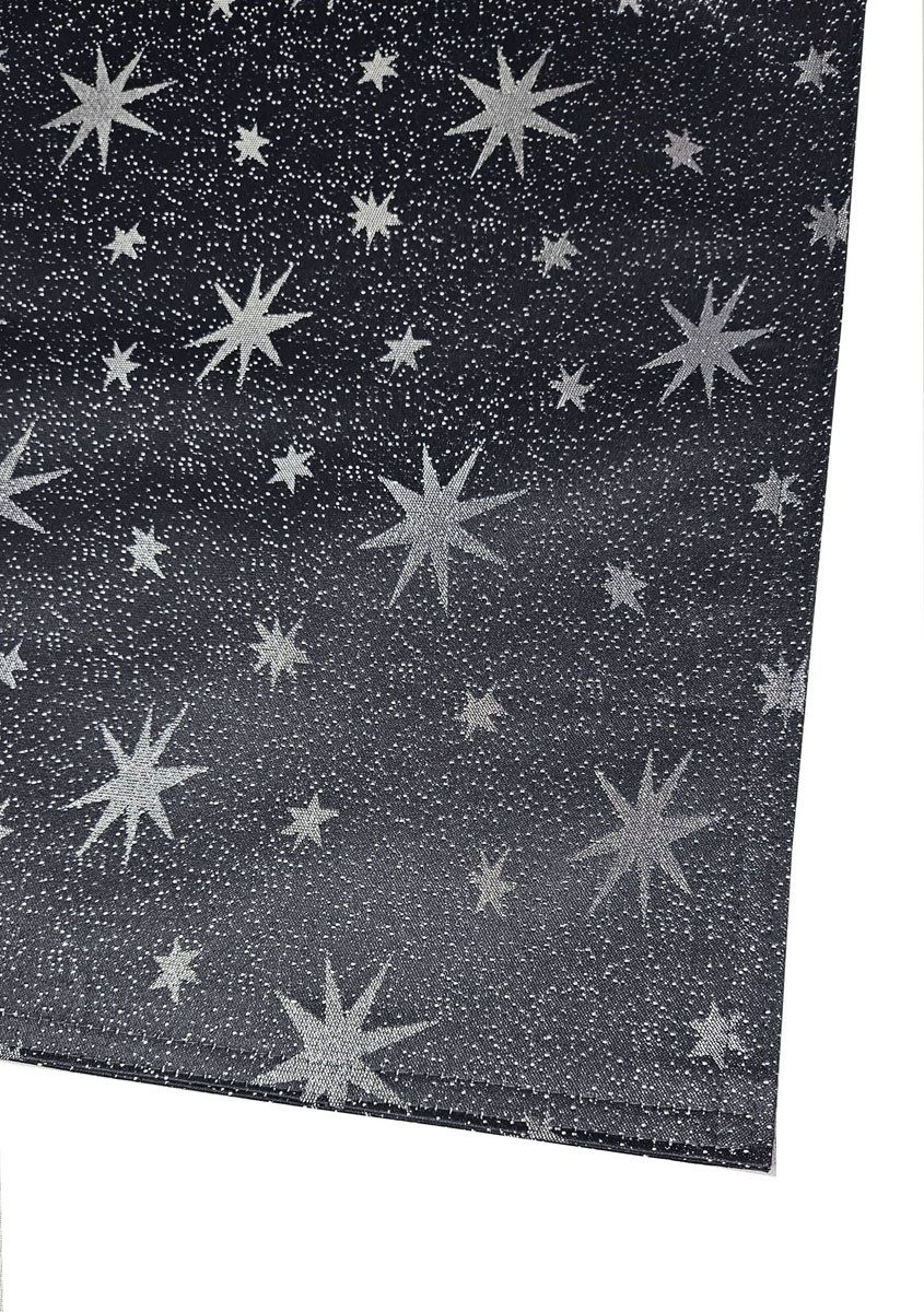 Tischläufer Glitzer Sterne Вузькі скатертини 40x140 Grau Silber Weihnachten, Weihnachtliches Sterne Motiv mit Lurex Glitzer