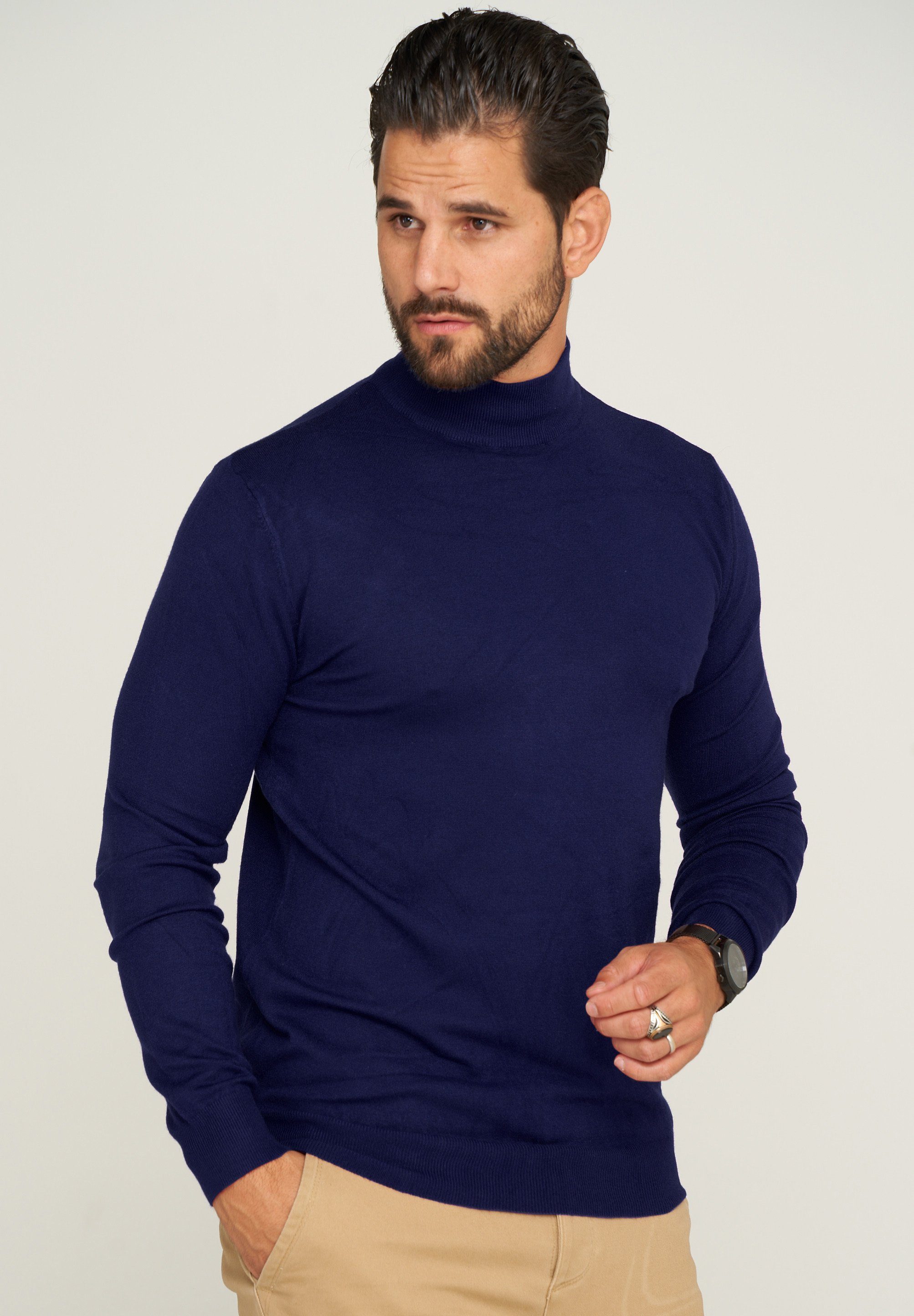 behype Rollkragenpullover BHFLORO Feinstrick Stehkragen-Pullover