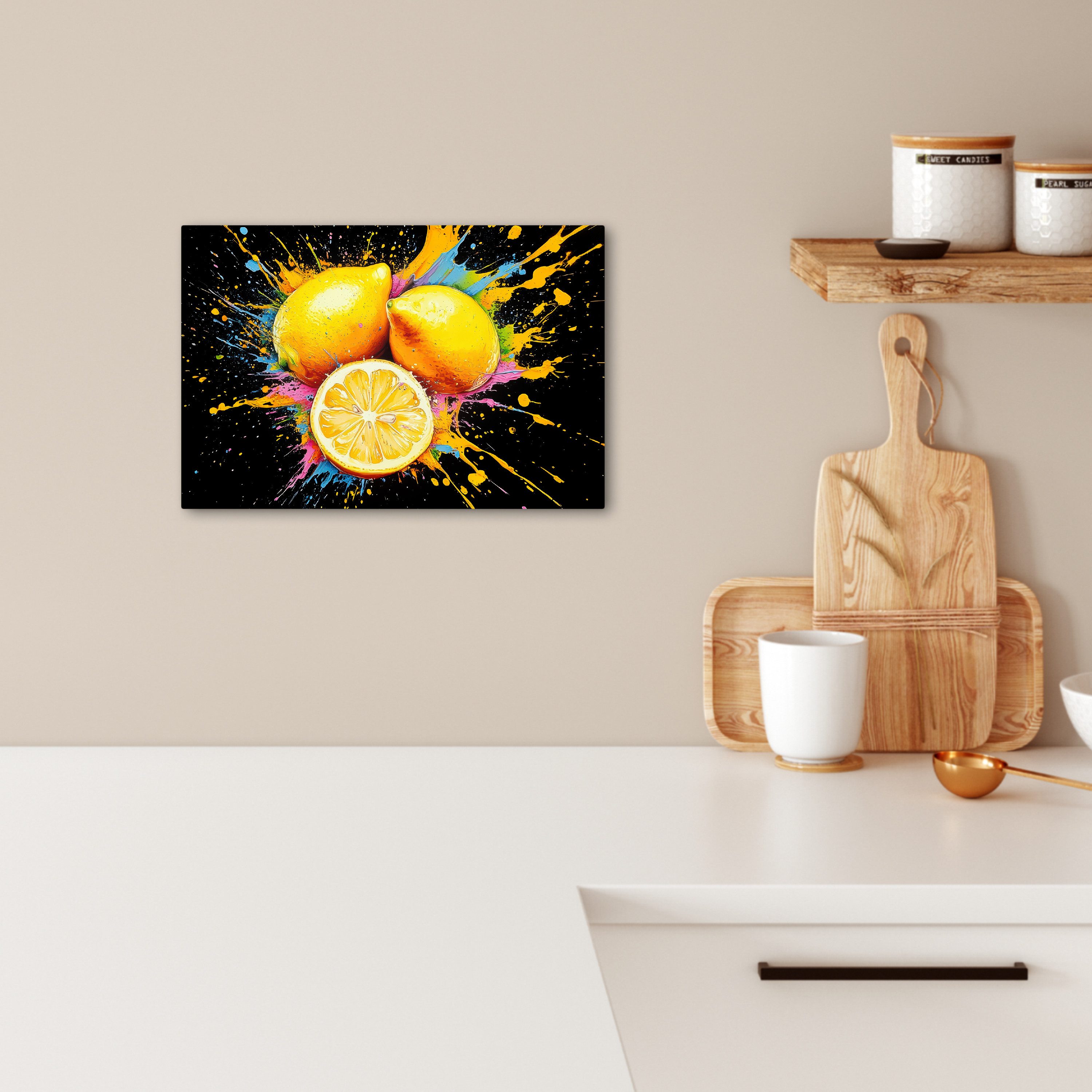 OneMillionCanvasses® Leinwandbild Zitrone - Graffiti - Farbenfroh - Farbe - günstig online kaufen