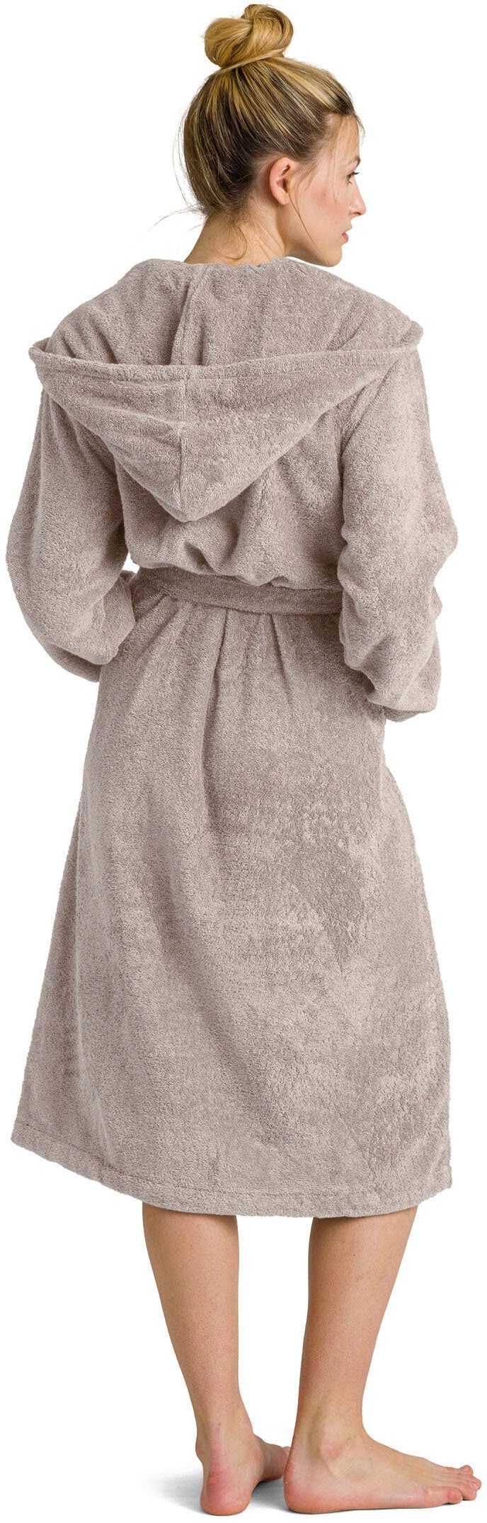 Möve Unisex-Bademantel Superwuschel Kapuze, ideal für Sauna & Spa, Hotelbademantel, Langform, Walkfrottier, Kapuze, Gürtel, in Uni