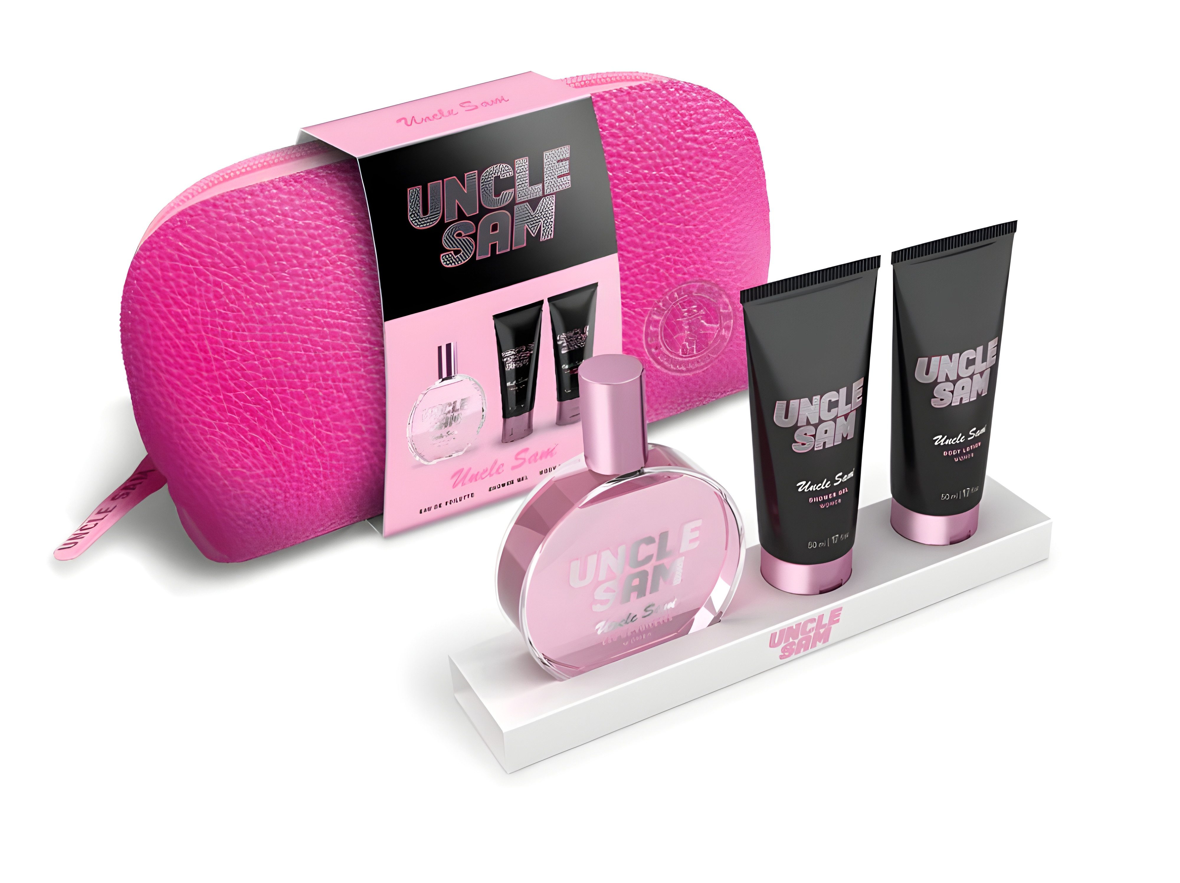 UNCLE SAM Pflege-Geschenkset Women Kosemtiktasche mit Parfüm, Shower Gel, Body Lotion Ideal zum Verreisen/Verschenken - Limited Edition mehr