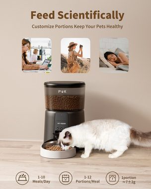 PUPPY KITTY Katzen-Futterautomat 4L WIFI-Version Futterautomat Automatischer Katze und Hund (Schwarz), Katzen-/Hundefutterautomat