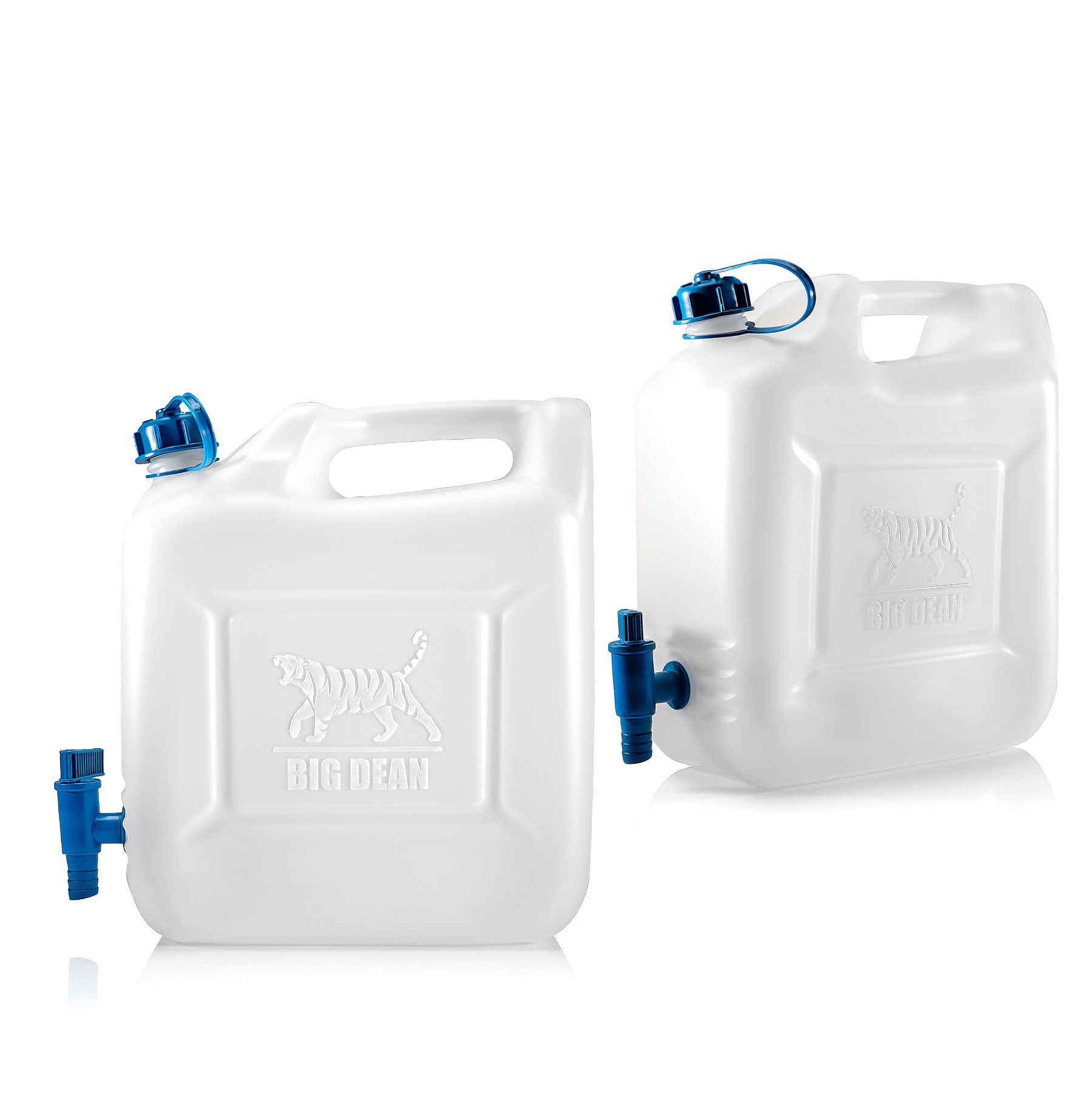 BigDean Kanister 2x Wasserkanister 12l Trinkwasserbehälter Trinkwasserkanister mit Hah (Set, 2 St., Kanister), Lebensmittelecht, Temperaturbeständig -20 bis +70 °c