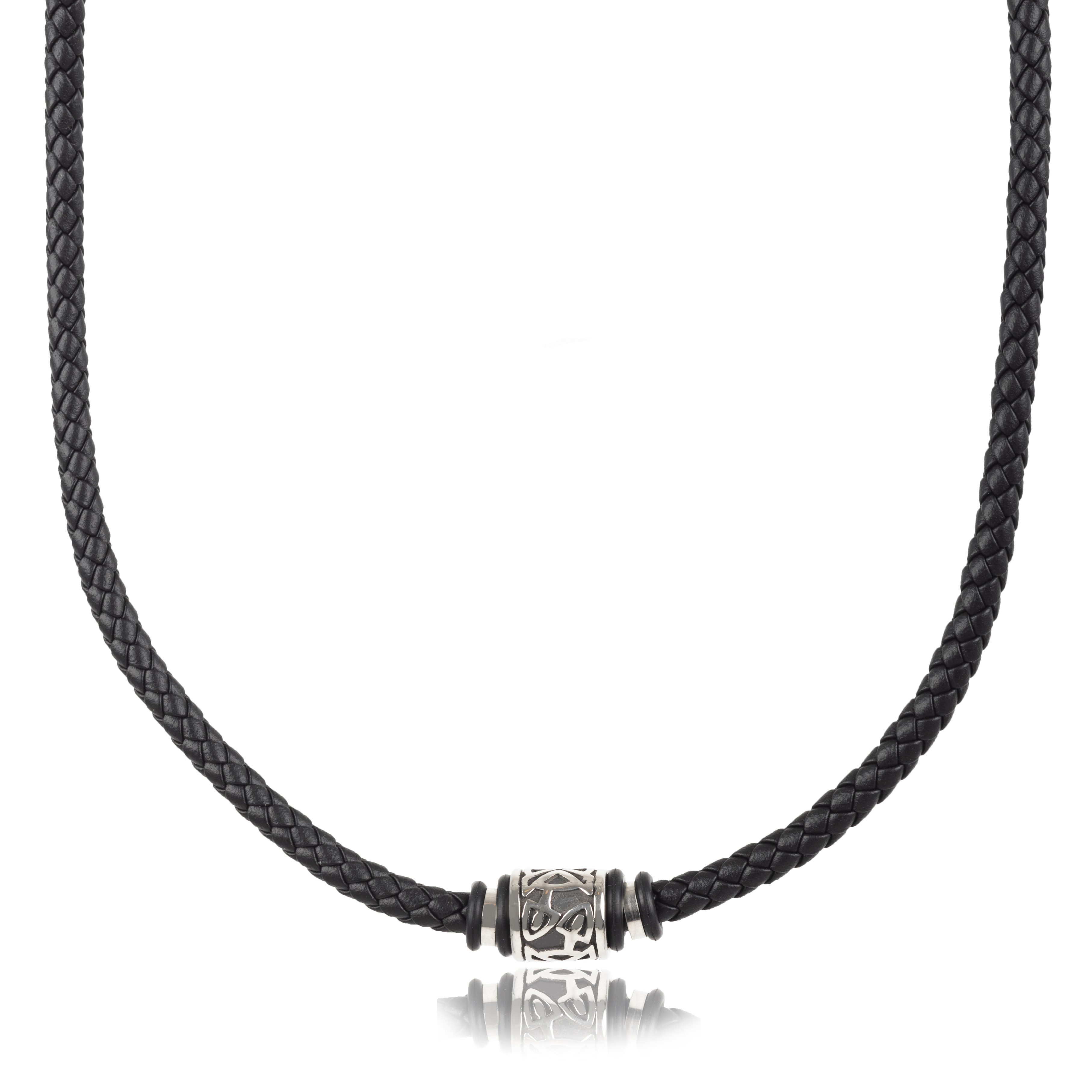 David Galvani Kette mit Anhänger Hochwertige Lederkette für Herren in Schwa günstig online kaufen