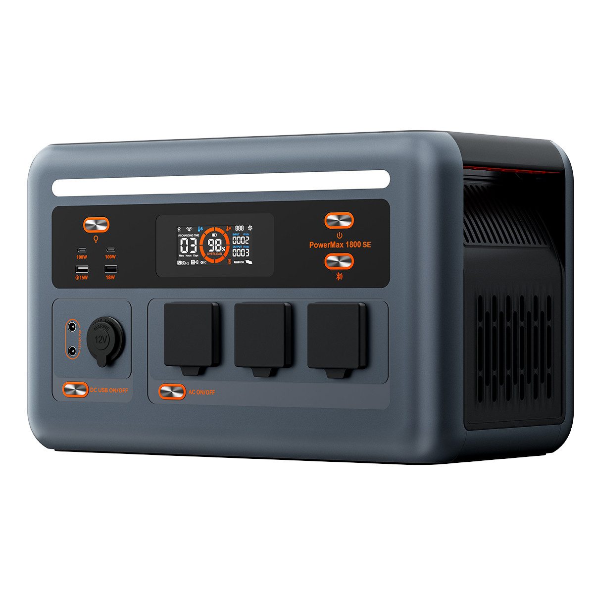 OSCAL Stromerzeuger PowerMax 1800SE Tragbare Powerstation 1800W/1024Wh Solargenerator, 1,8 in kW, (1-tlg), LiFePO4 Akku, 3500+ Zyklen,Solar-Ladung & UPS-Funktion, chnelle Ladung