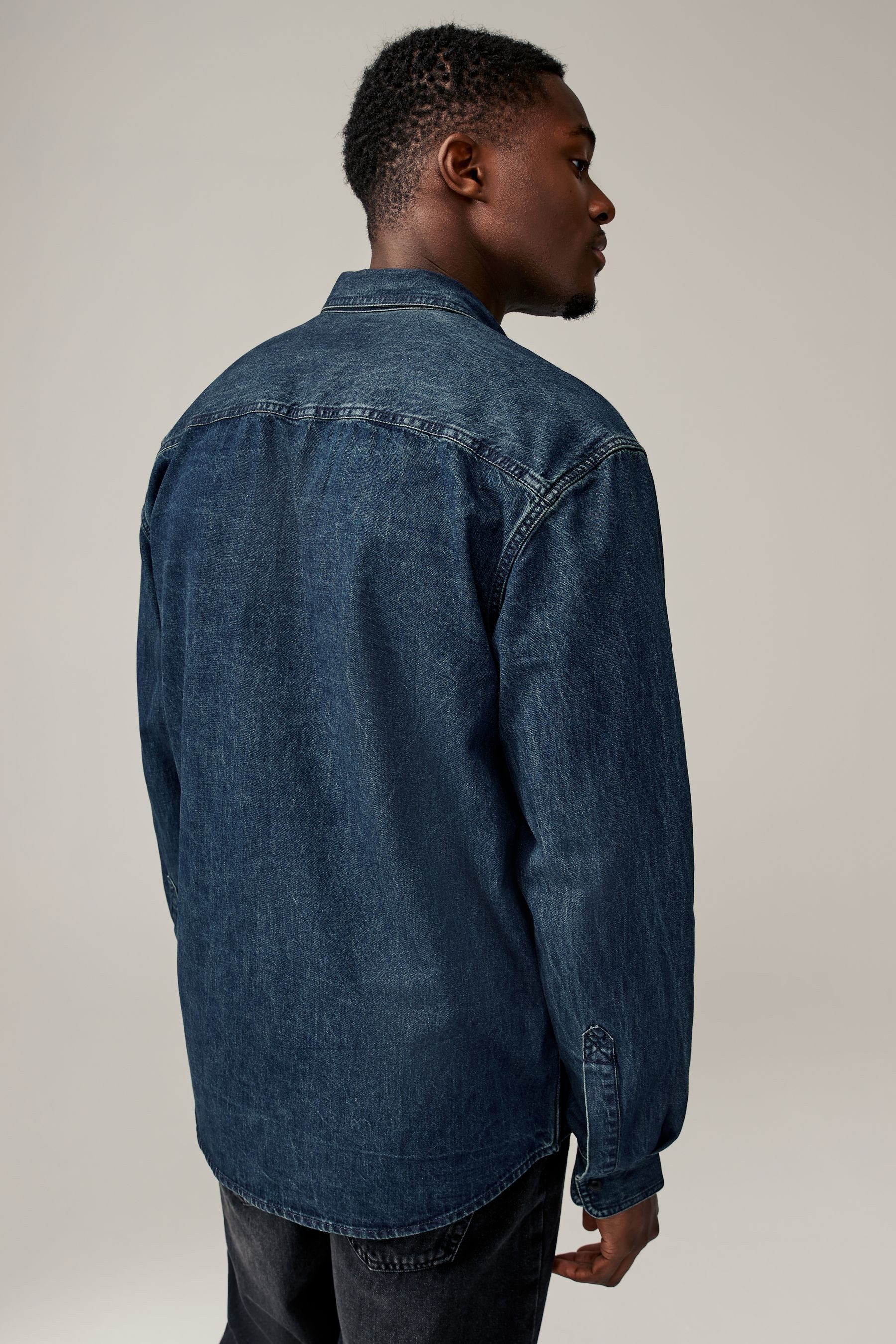 Next Jeanshemd Langärmeliges Denim-Westernhemd aus Baumwolle (1-tlg) günstig online kaufen