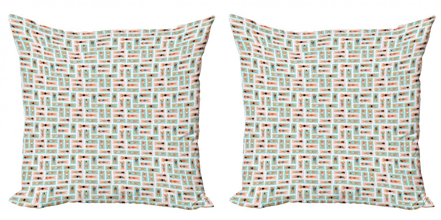 Digitaldruck, Kissenbezüge Abakuhaus Handtücher Frauen Accent (2 Doppelseitiger Striped Stück), Sommer Modern Strand