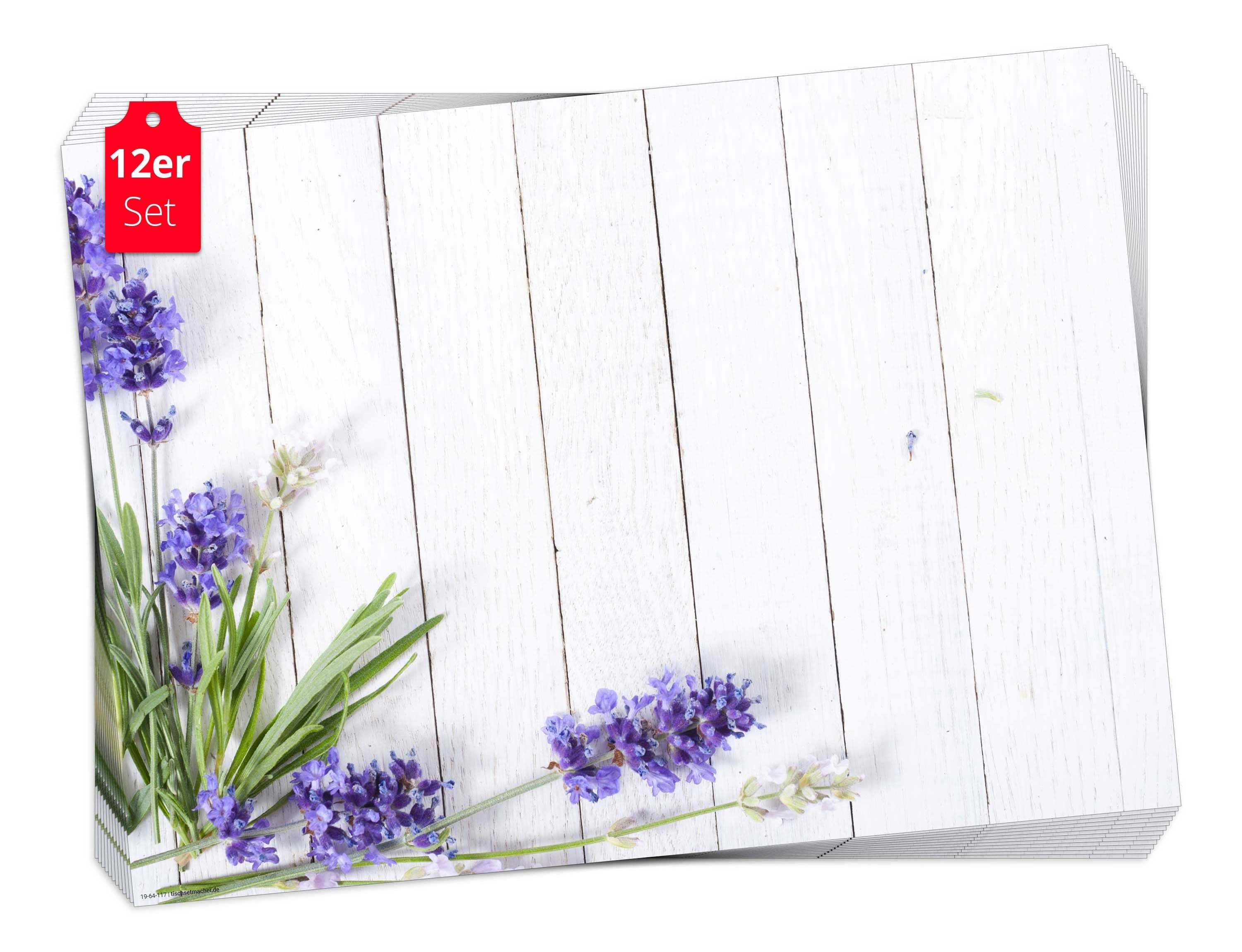 Platzset, Tischset Frühling, Ostern & in - Aufbewahrungsmappe Blumen x Germany lila-weiß), Naturpapier (aus in 32 Tischdeko Made / für 12-St., Tischsetmacher, 44 Ambiente, cm tolles Lavendel