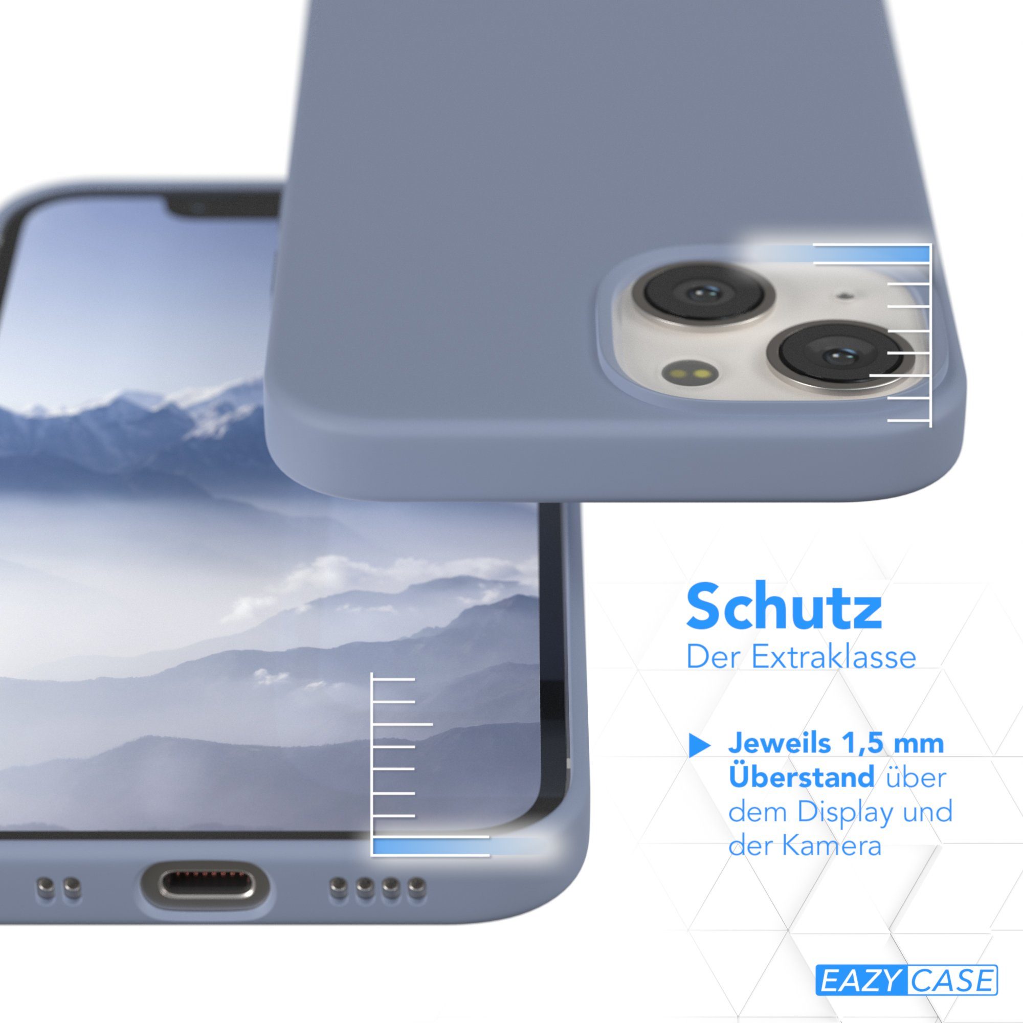 EAZY CASE Handyhülle Premium Silikon Case für Apple iPhone 13 Mini 5,4 Zoll, Hülle mit Kameraschutz Bumper Case stoßfest Handy Softcase Eis Blau