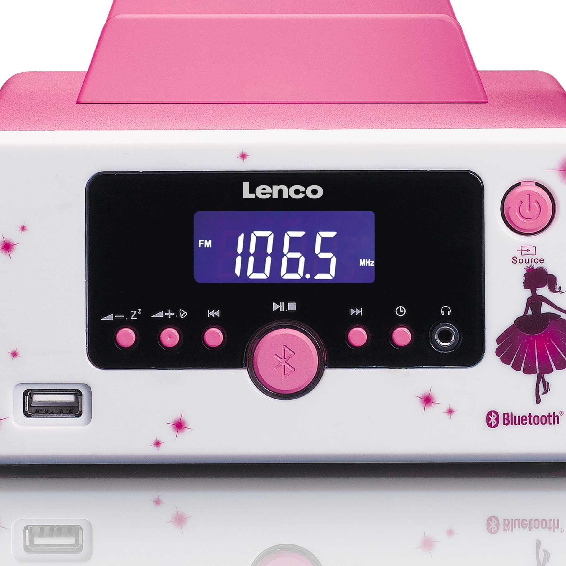 Lenco Microanlage Bluetooth W) (FM-Tuner, mit Mikro-Stereoanlage 5 FM-Radio Pink;Weiß MC-020 und