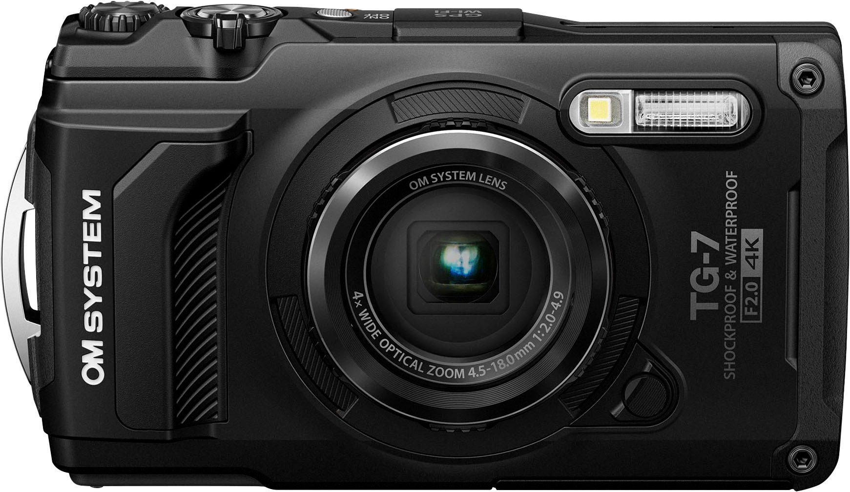 (Wi-Fi) Kompaktkamera schwarz Zoom, Bluetooth, opt. Tough Olympus TG-7 WLAN (12 MP, 4x