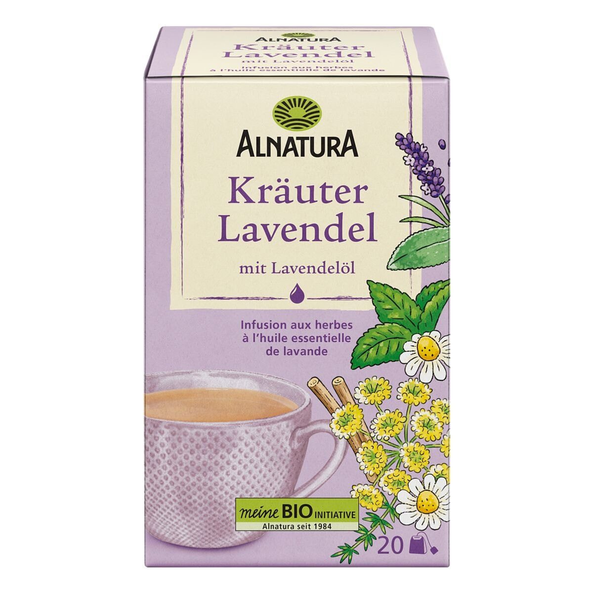 Alnatura Tee Kräuter Lavendel Tee, 20 Aufgussbeutel